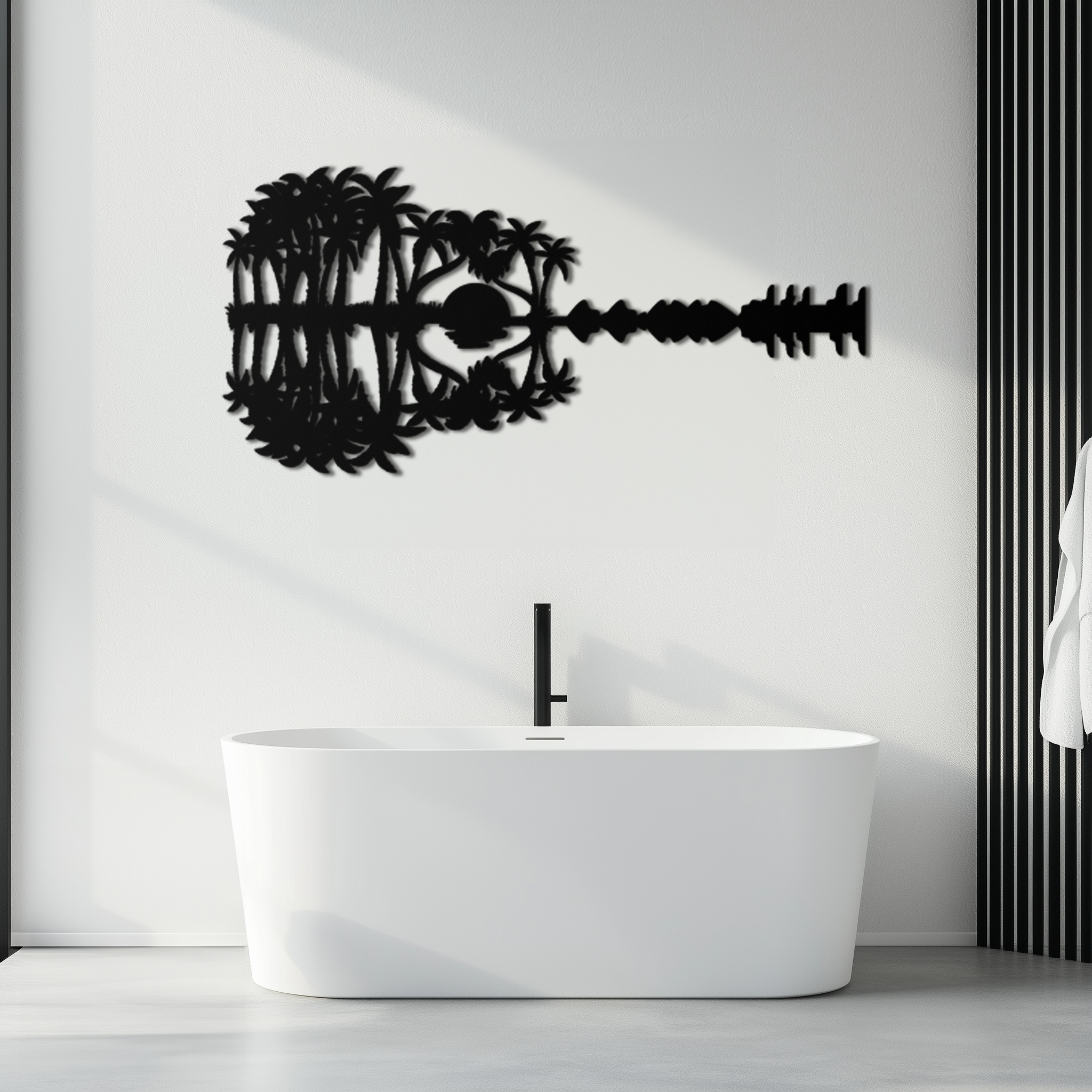 Sunset Guitar Metal Wall Art - Nature-Inspired Music Decor- KAF261