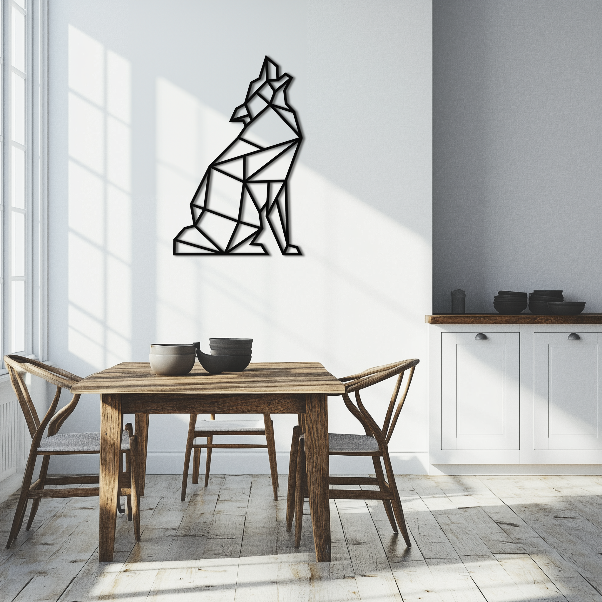 Geometric Wolf Metal Wall Art - Modern Animal Decor- KAF262