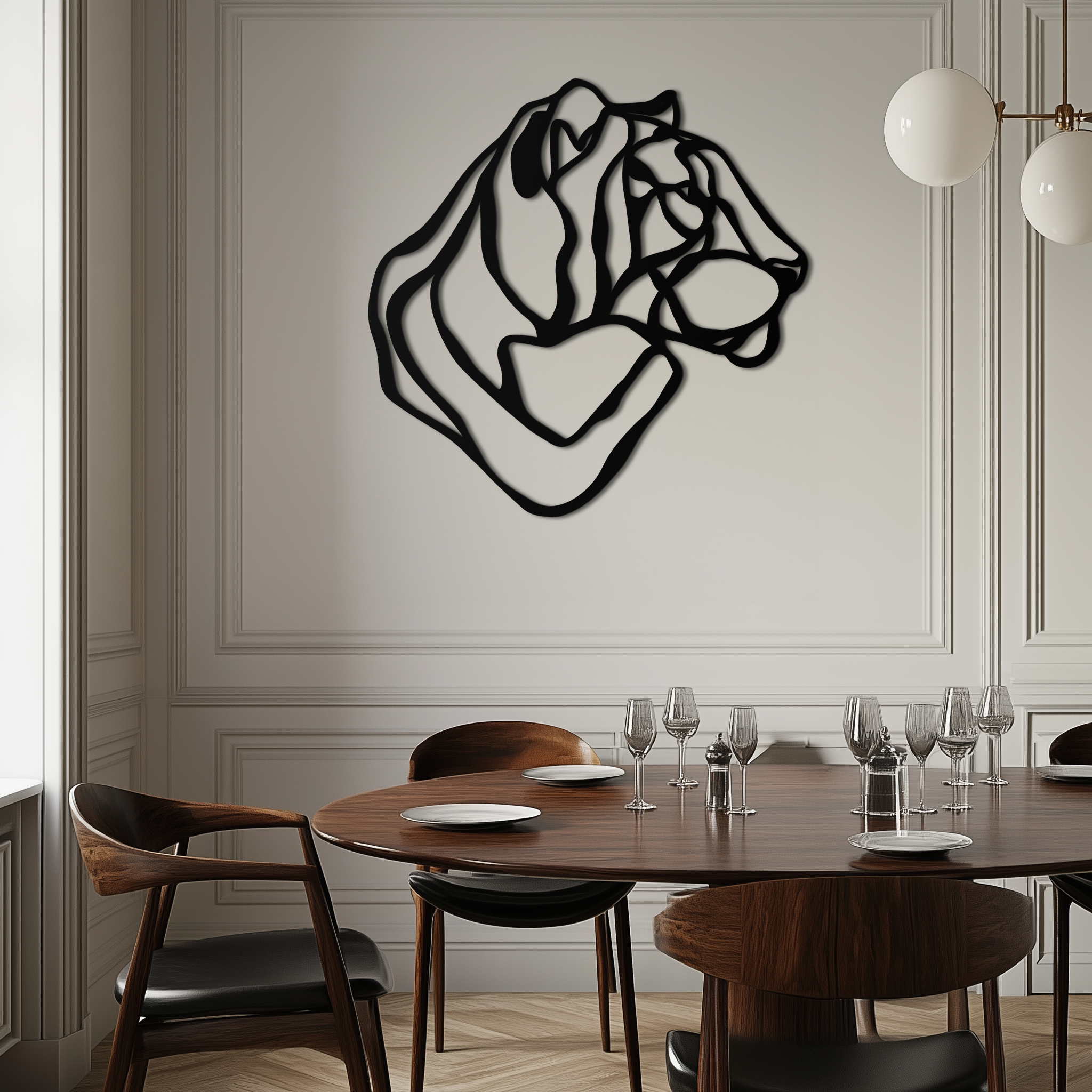 Line Lion Metal Wall Art - Modern Abstract Animal Decor- KAF264