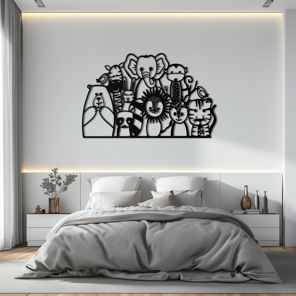Cute Animal Metal Wall Art – Jungle & Safari Theme - KAF269
