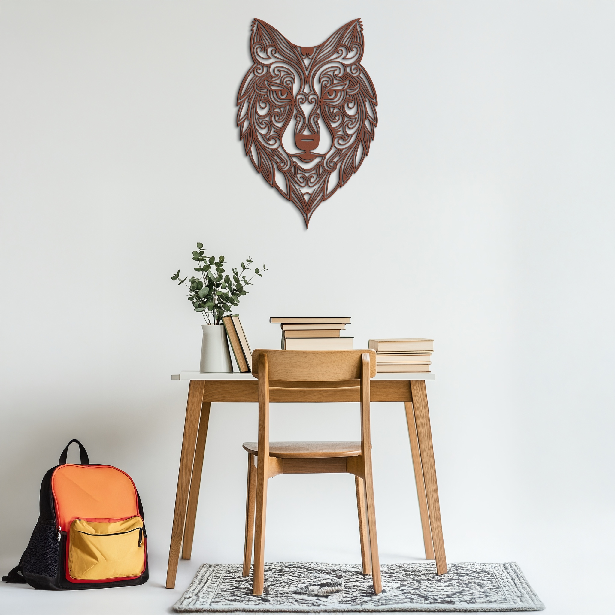 Mandala Wolf Metal Wall Art - Boho Animal Wall Decor - KAF272
