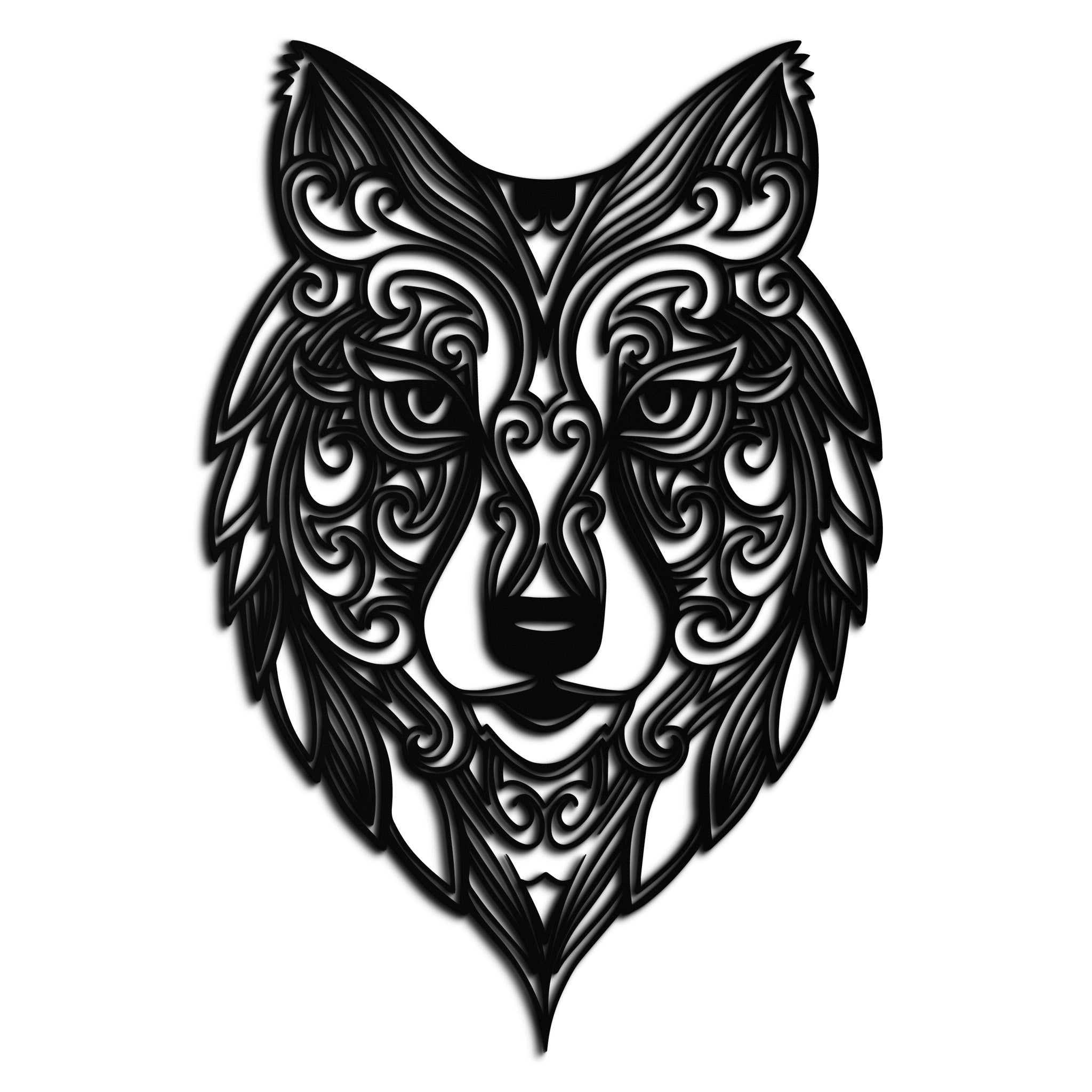 Mandala Wolf Metal Wall Art - Boho Animal Wall Decor - KAF272