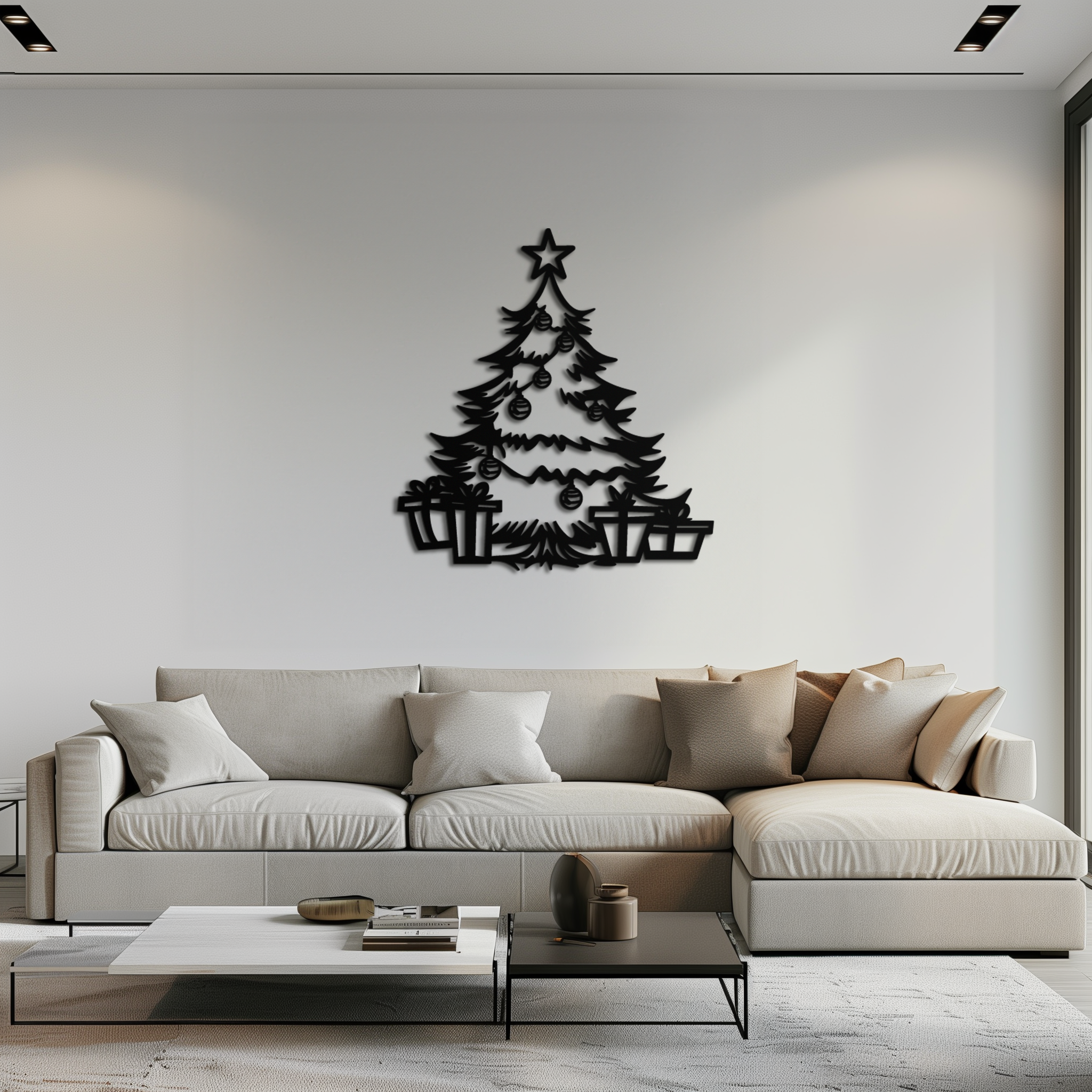 Christmas Tree Metal Wall Art - Festive Holiday Decor with Gifts- KAF298