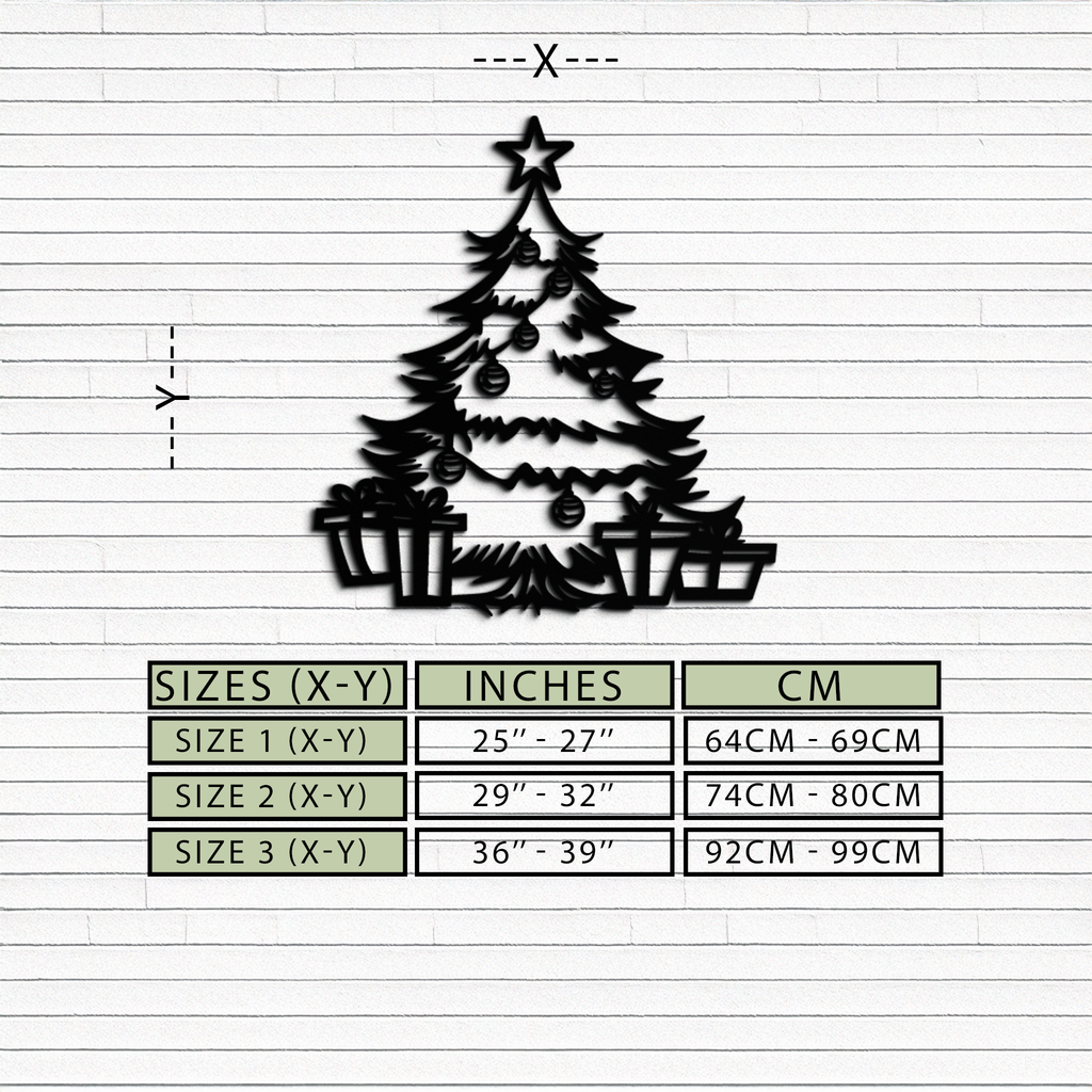 Christmas Tree Metal Wall Art - Festive Holiday Decor with Gifts- KAF298