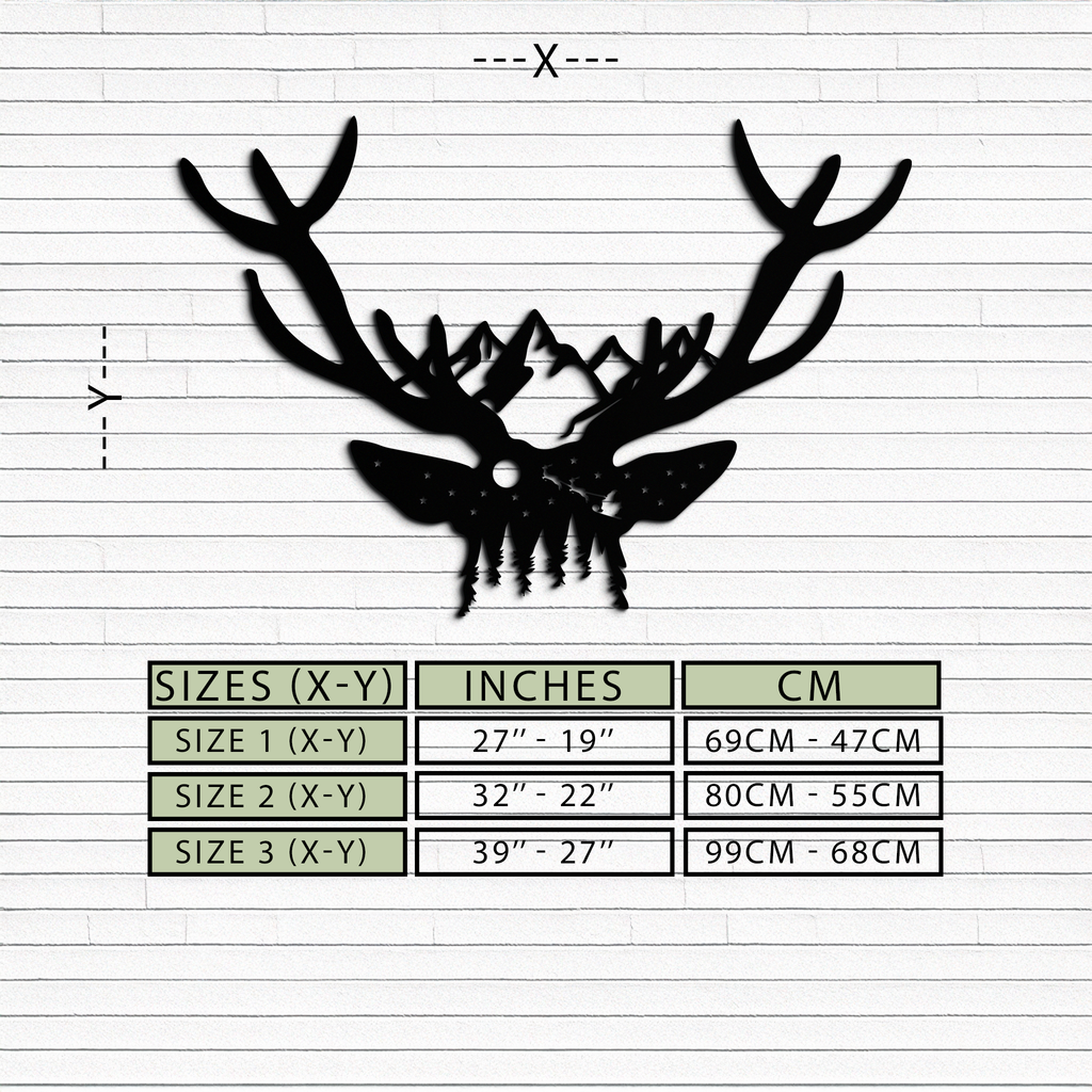 Majestic Deer Skull Metal Wall Art - Nature-Inspired Antler Decor- KAF300