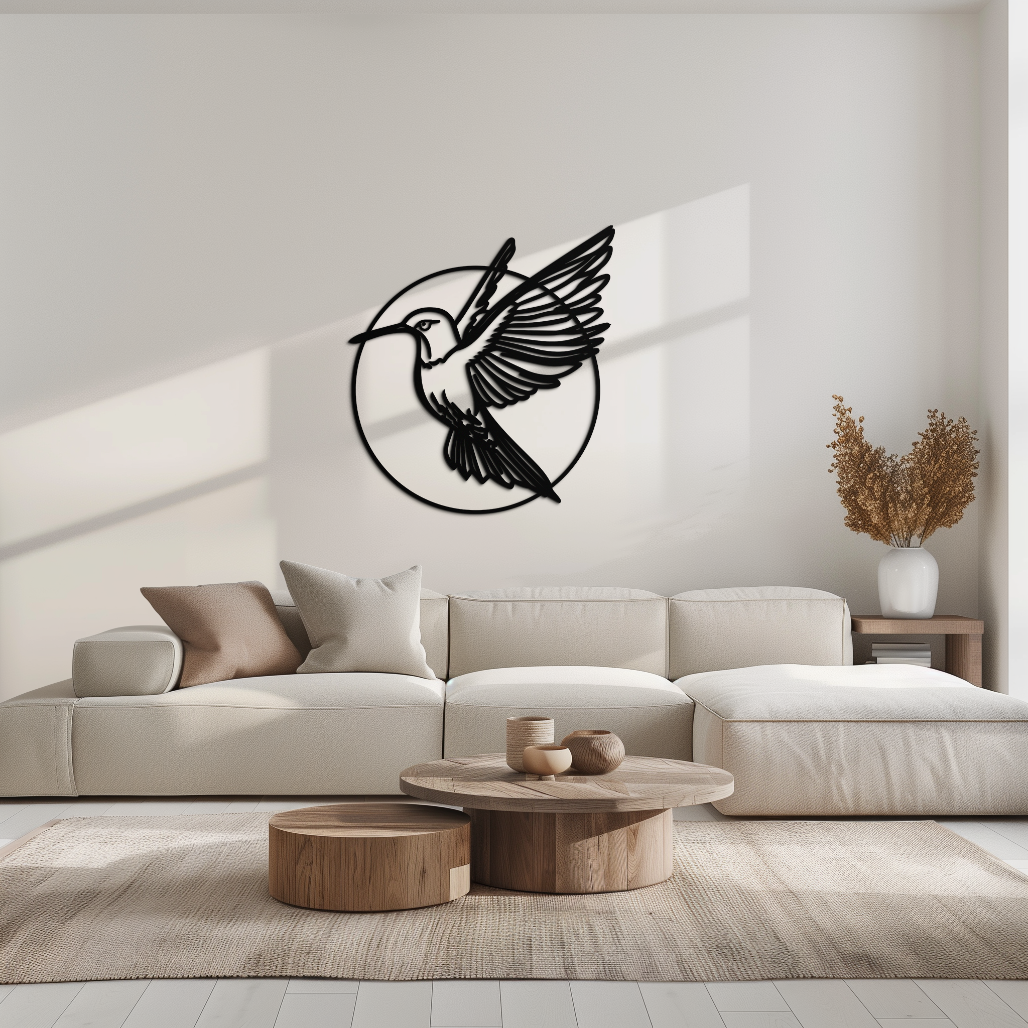 Hummingbird Metal Wall Art – Elegant Bird Silhouette Steel Decor for Nature Inspired Spaces- KAF330