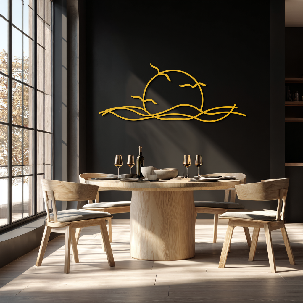 Sunset Metal Wall Art – Sunset Silhouette Steel Decor for Nature-Inspired Interiors- KAF331