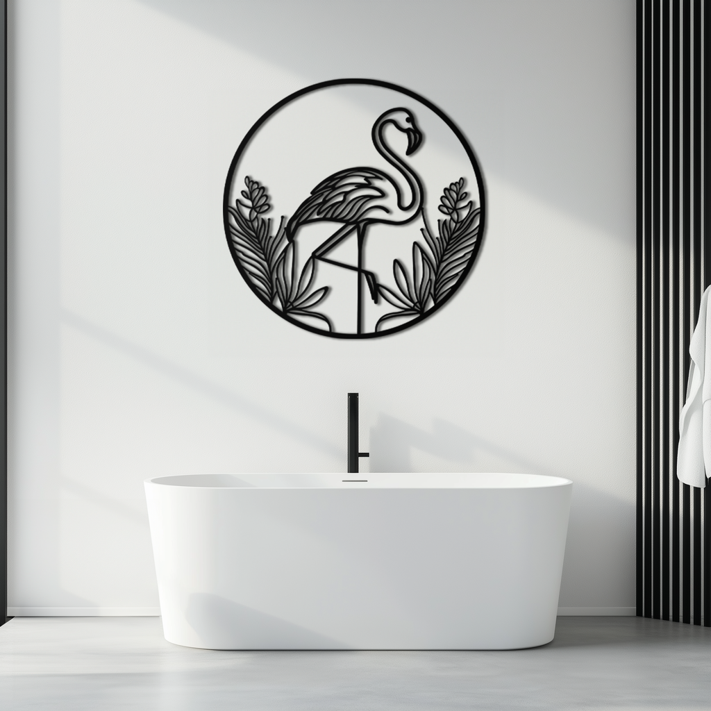 Flamingo Metal Wall Art – Elegant Flamingo Silhouette Steel Decor for Tropical and Modern Spaces- KAF333