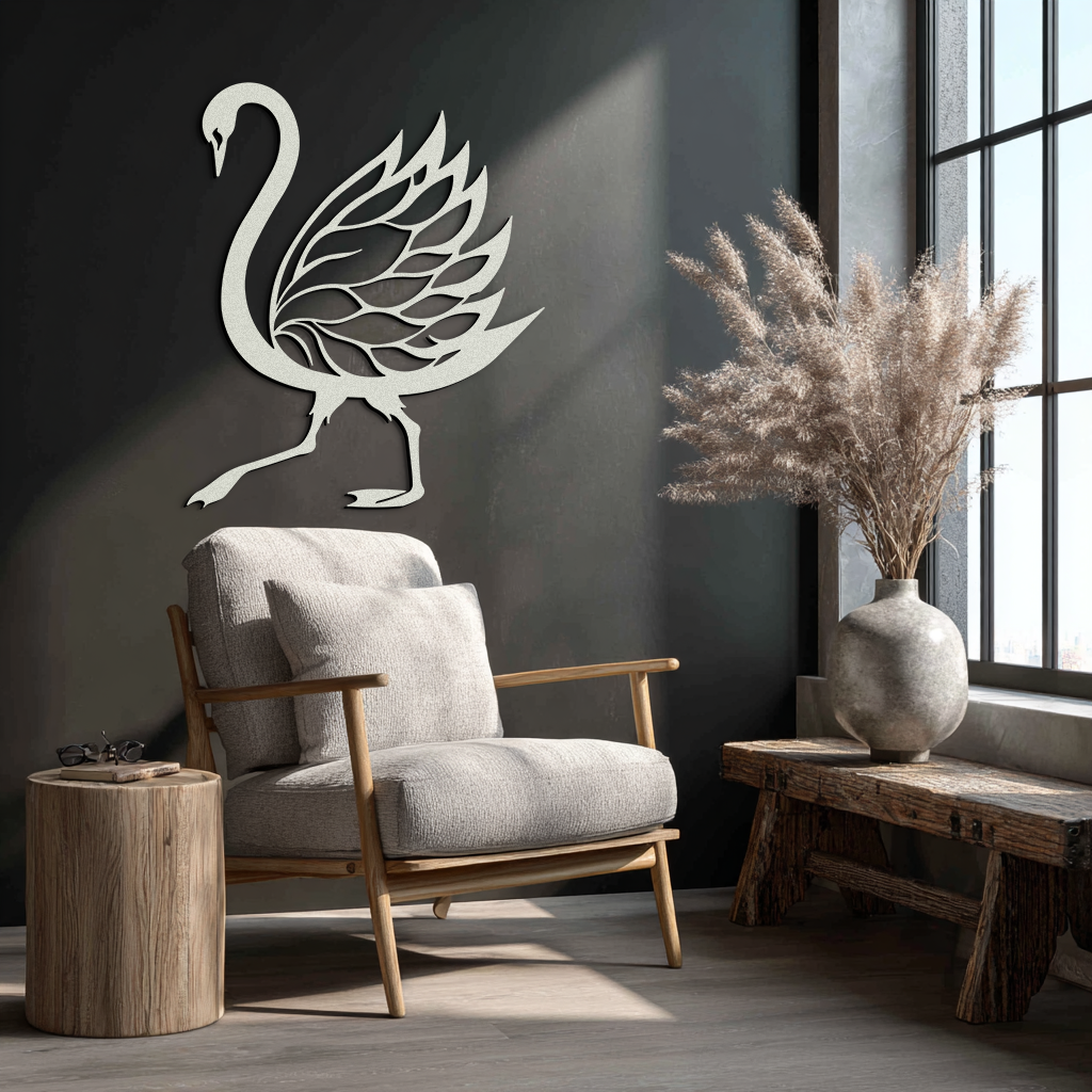 Swan Metal Wall Art – Graceful Swan Silhouette Steel Decor for Elegant and Nature-Inspired Spaces- KAF335