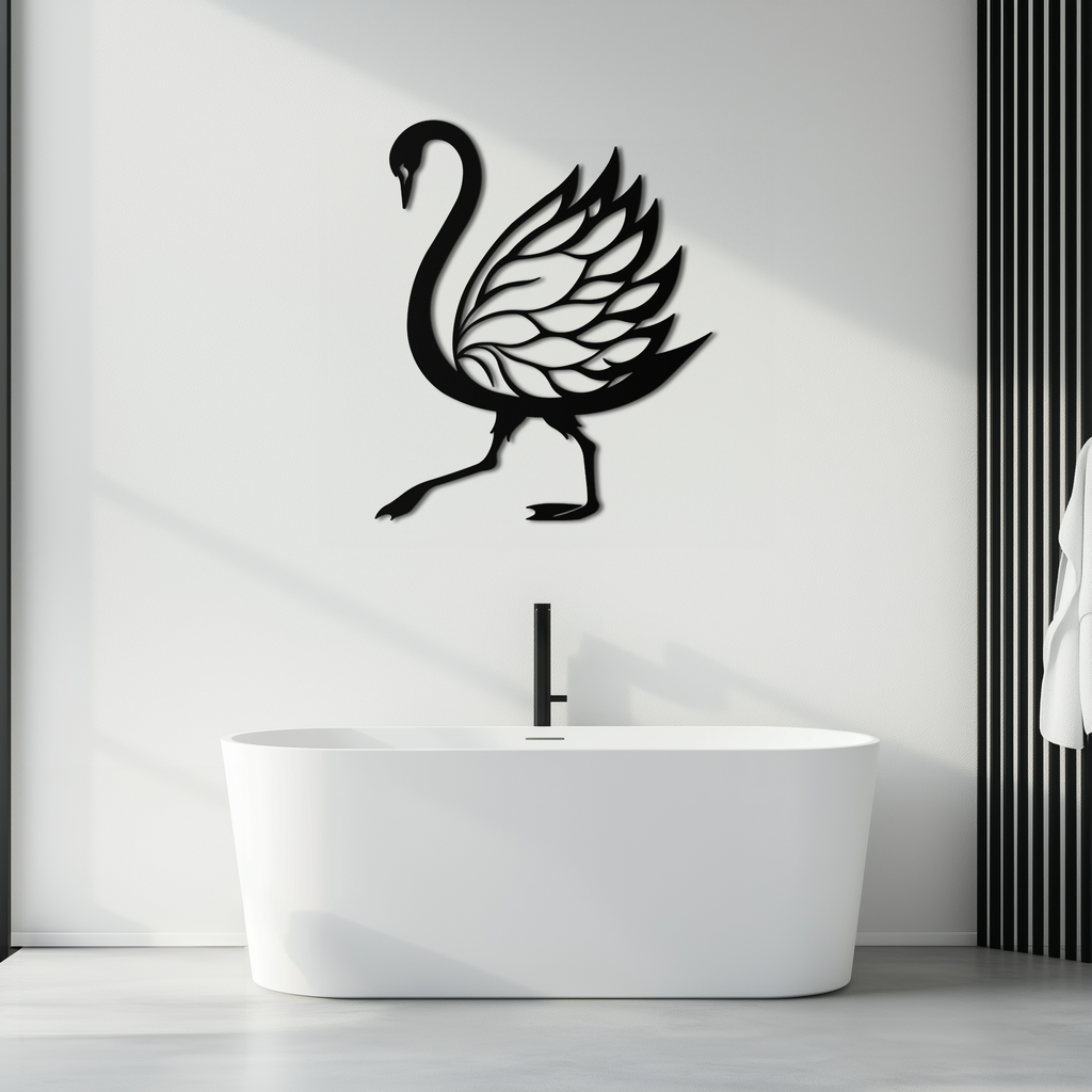 Swan Metal Wall Art – Graceful Swan Silhouette Steel Decor for Elegant and Nature-Inspired Spaces- KAF335