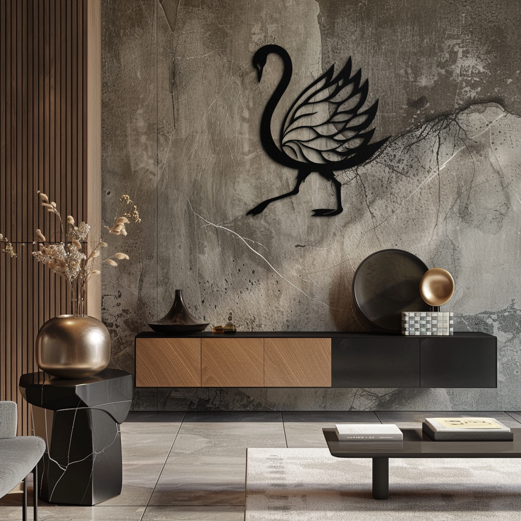 Swan Metal Wall Art – Graceful Swan Silhouette Steel Decor for Elegant and Nature-Inspired Spaces- KAF335