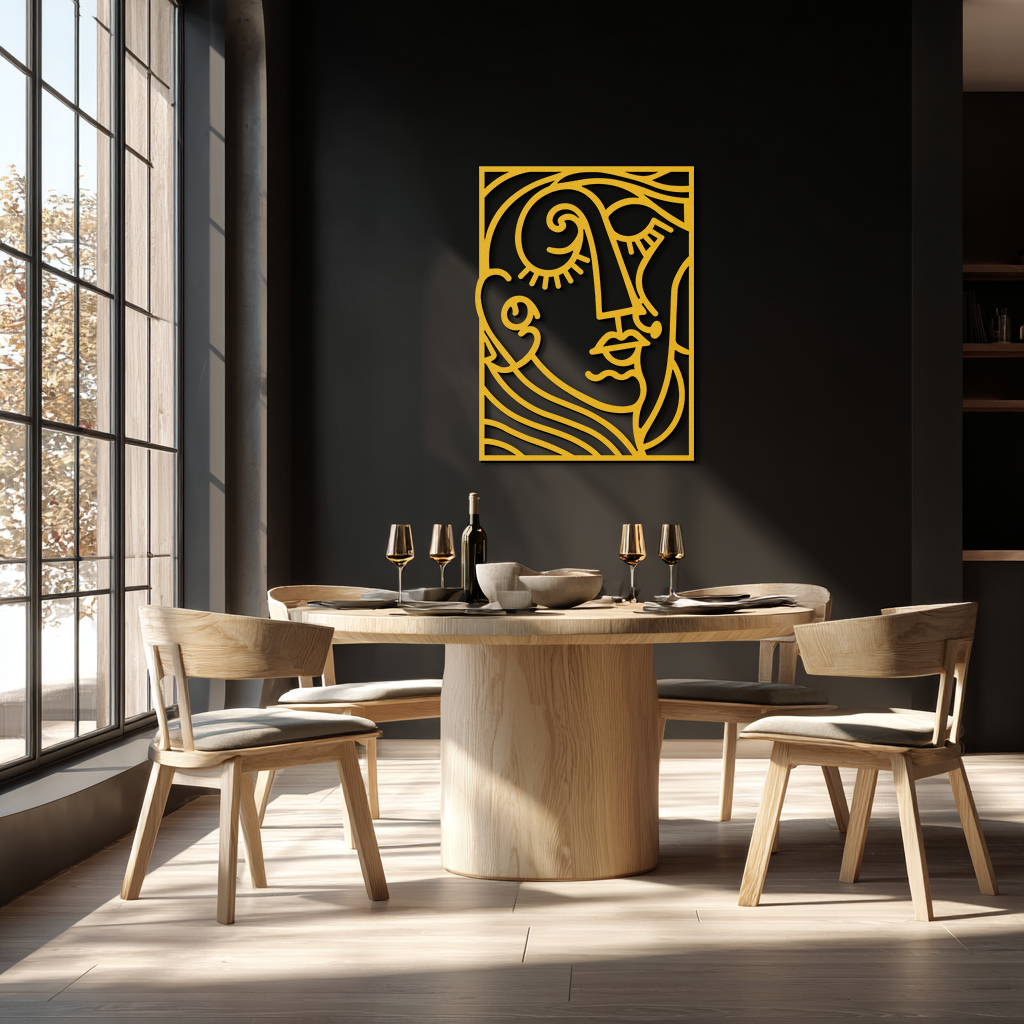 Abstract Face Silhouette Metal Wall Art – Modern Minimalist Line Art for Contemporary Interiors- KAF348