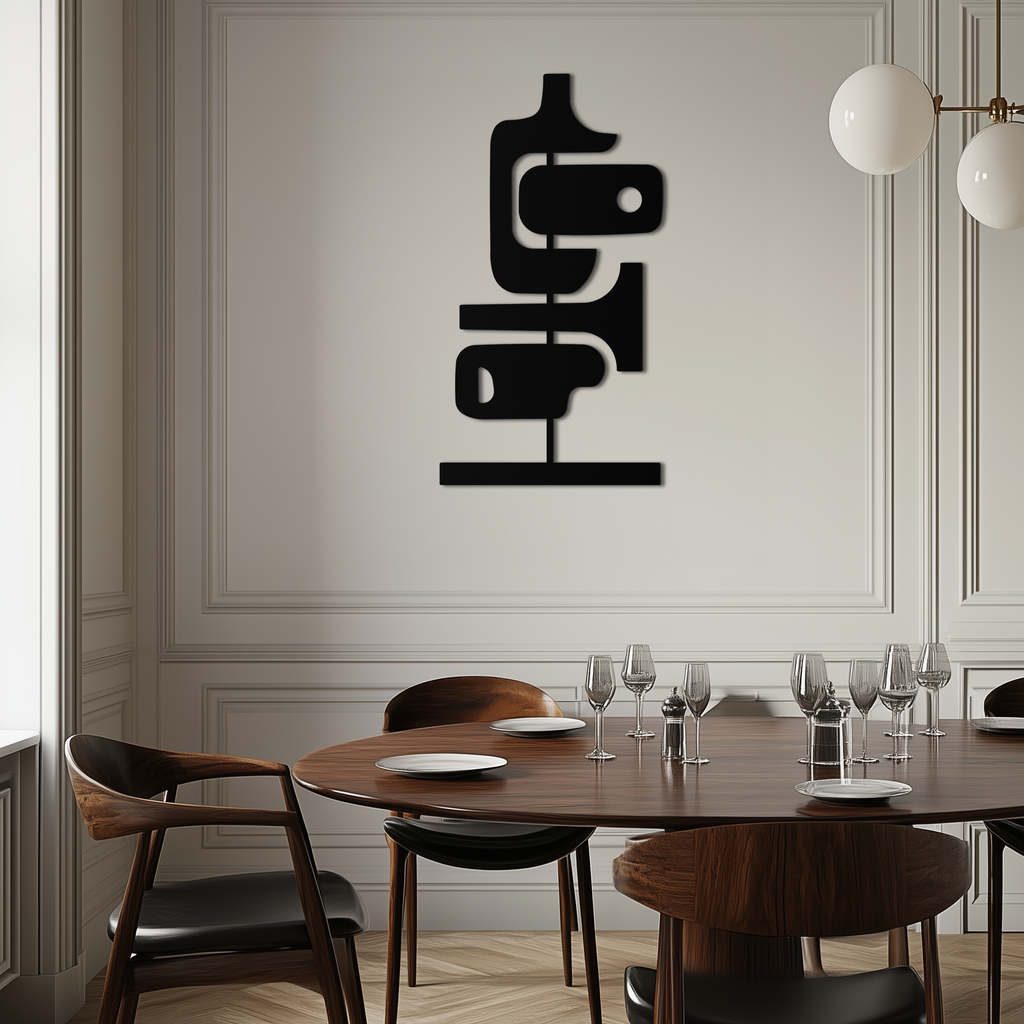 Modern Geometric Coffee Cup Metal Wall Art – Abstract Minimalist Design for Kitchen or Café Décor- KAF362