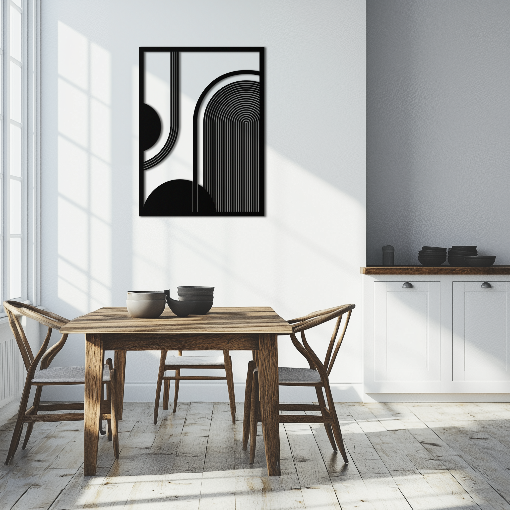 Geometric Half-Circle Metal Wall Art – Minimalist Arch & Shape Design- KAF365