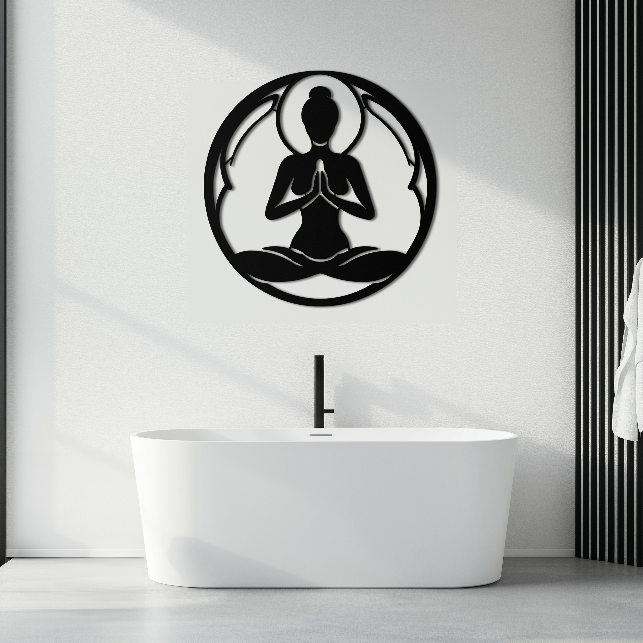 Yoga Silhouette Metal Wall Art – Meditative Zen Pose Decor for Mindful Spaces- KAF378