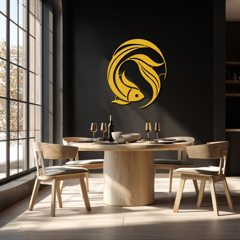Japanese fish Metal Wall Art – Elegant Minimalist Ocean Decor- KAF379
