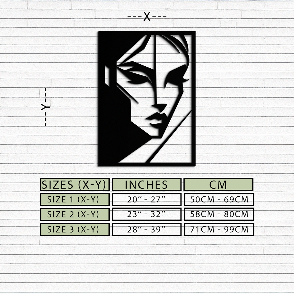 Geometric Woman Silhouette Metal Wall Art – Abstract Female Line Art Decor- KAF386