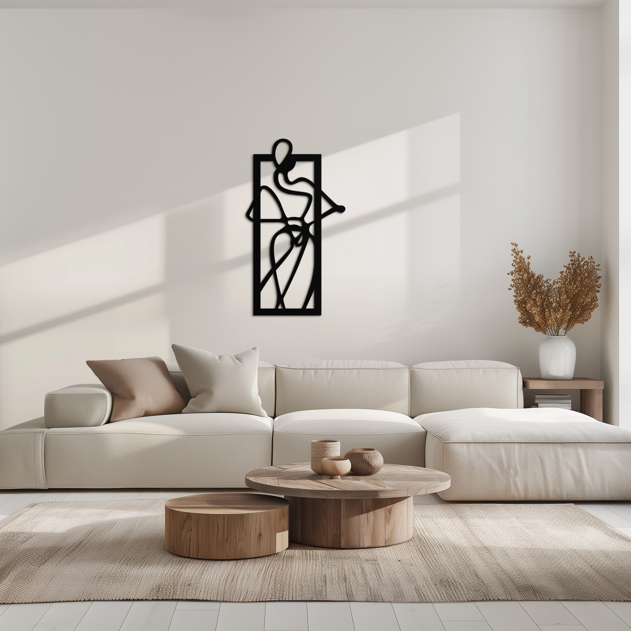 Minimalist Woman Line Art Metal Wall Decor – Abstract Feminine Silhouette Black Steel Artwork for Modern Interiors- KAF437