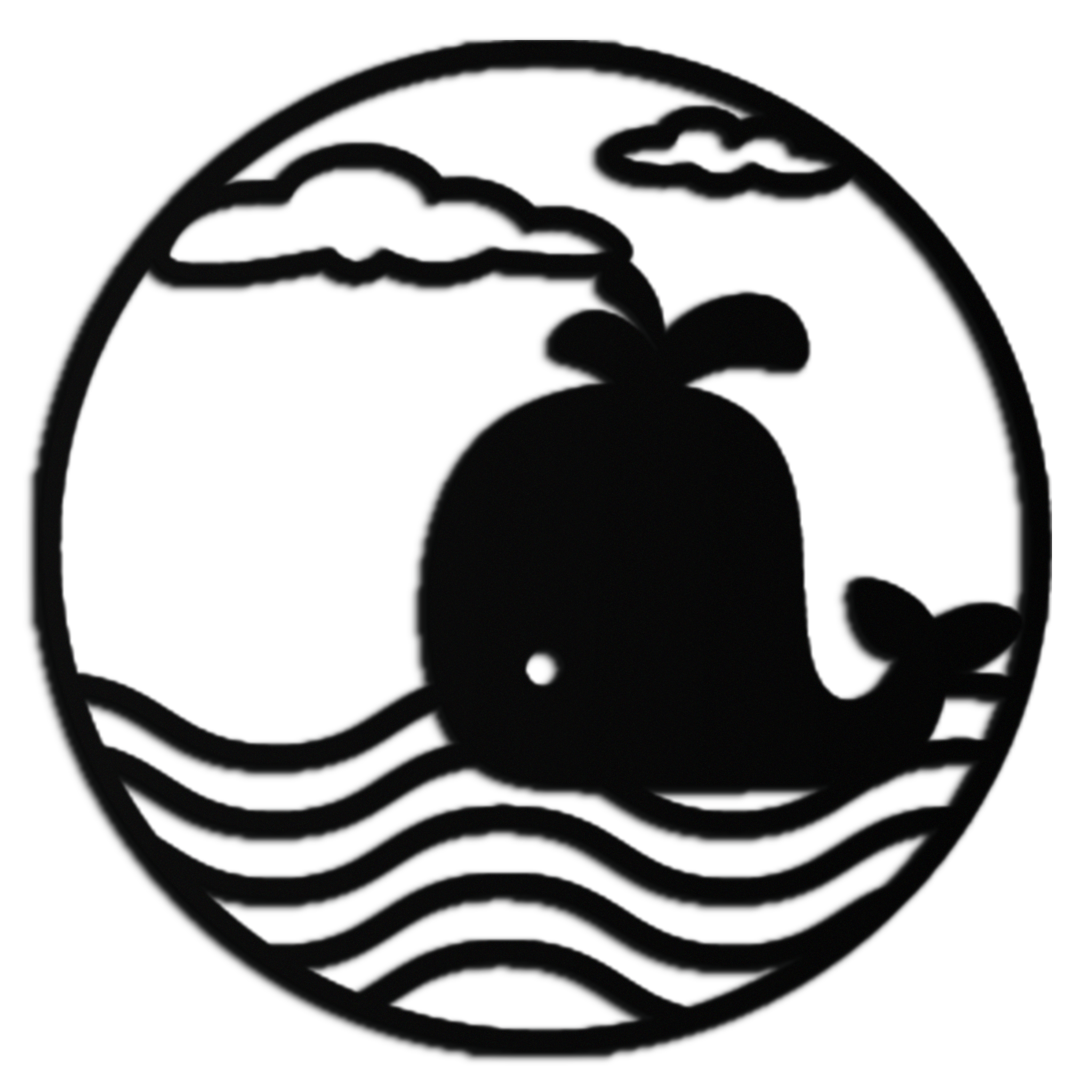 Cute Whale Ocean Scene Metal Wall Art – Playful Circular Black Steel Decor for Kids Rooms, Nurseries, and Coastal Interiors- KAF443