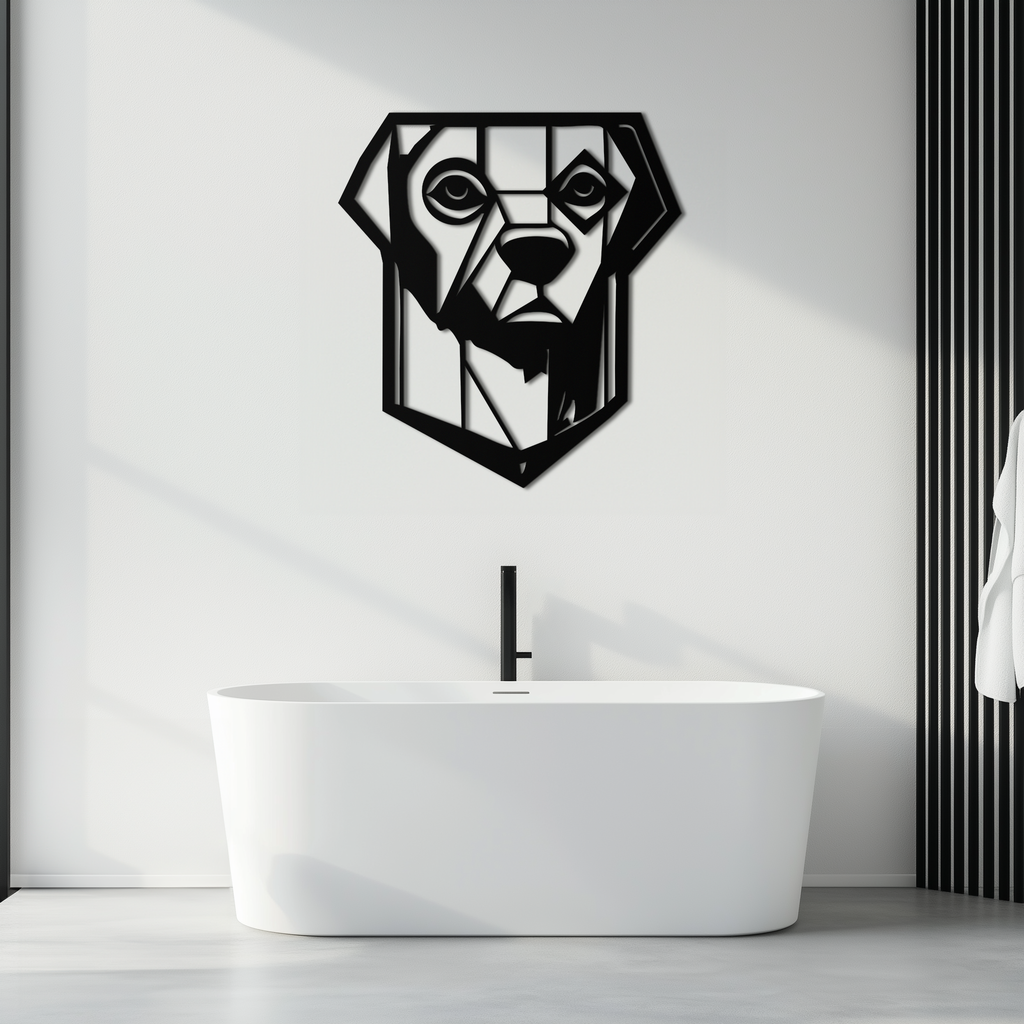 Geometric Dog Metal Wall Art - Modern Steel Animal Silhouette Decor - KAF468