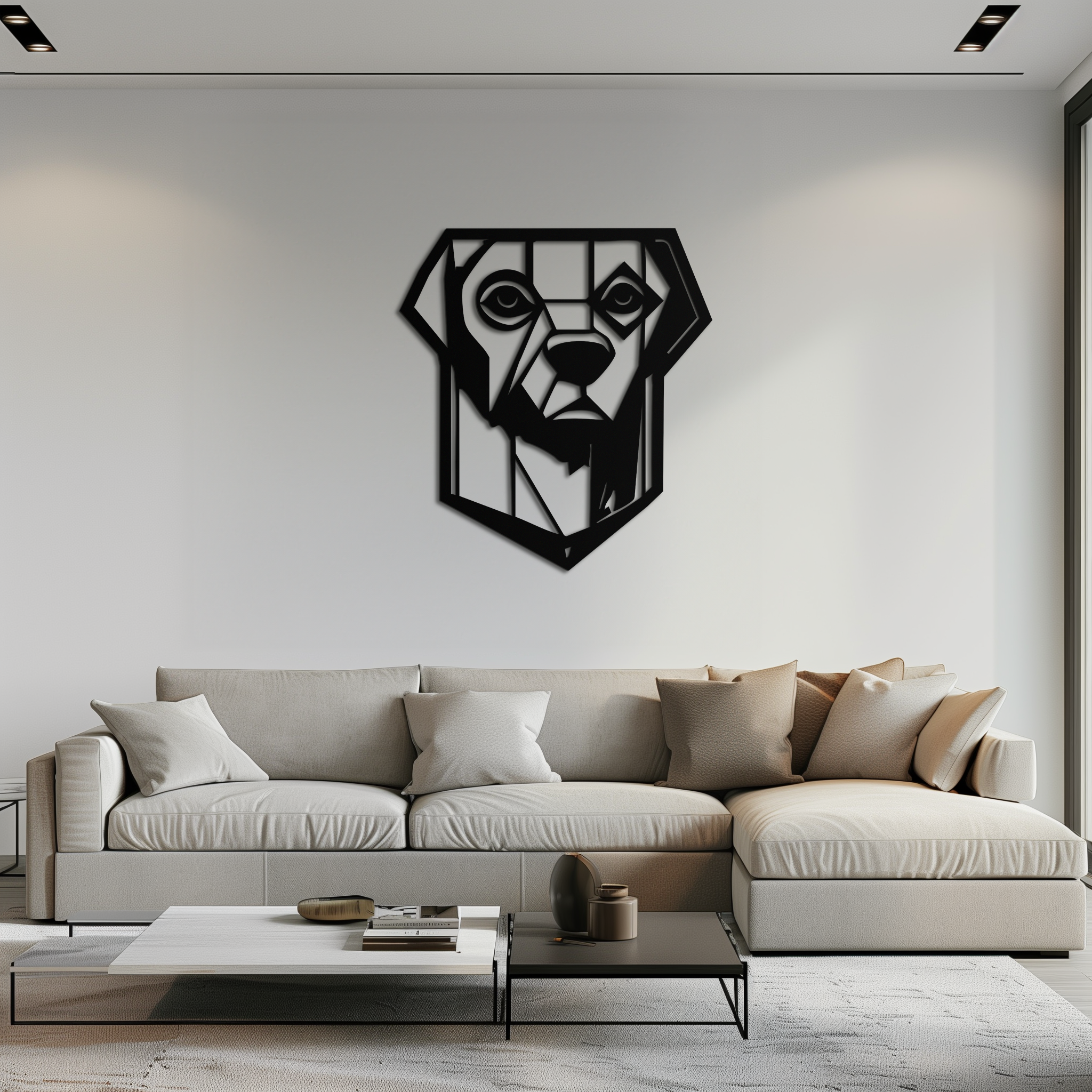 Geometric Dog Metal Wall Art - Modern Steel Animal Silhouette Decor - KAF468