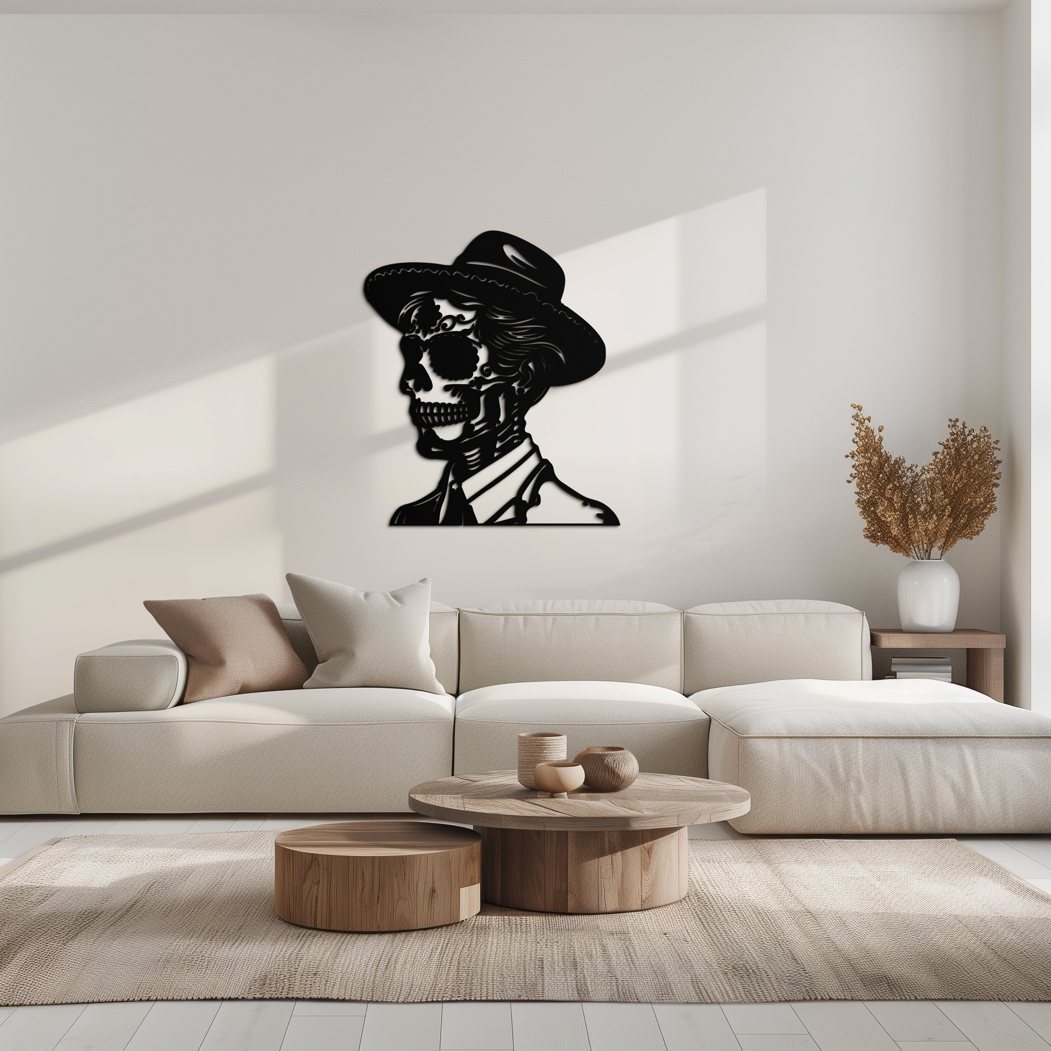 Sugar Head Makeup Man Metal Wall Art - Bold Steel Silhouette Decor- KAF471