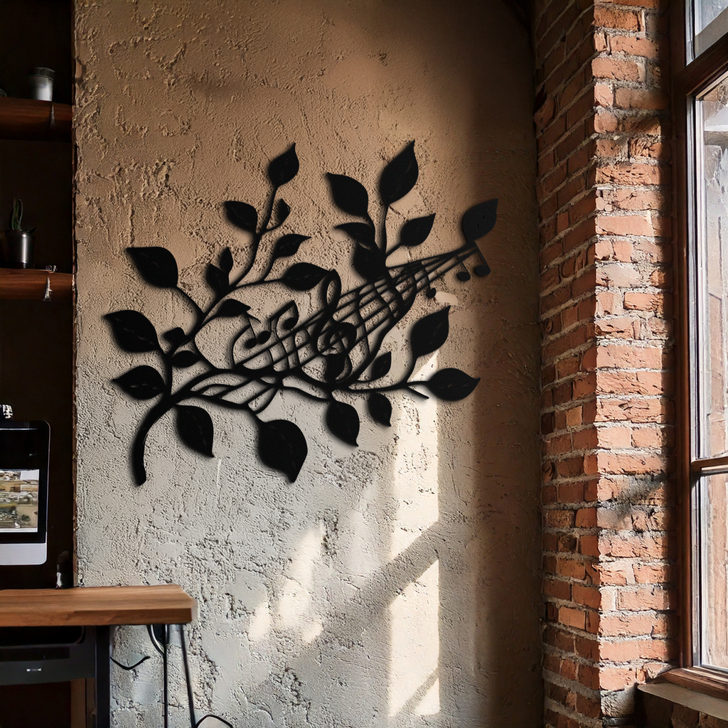 Musical Tree Branch Metal Wall Art - Note Inspired Steel Decor- KAF484