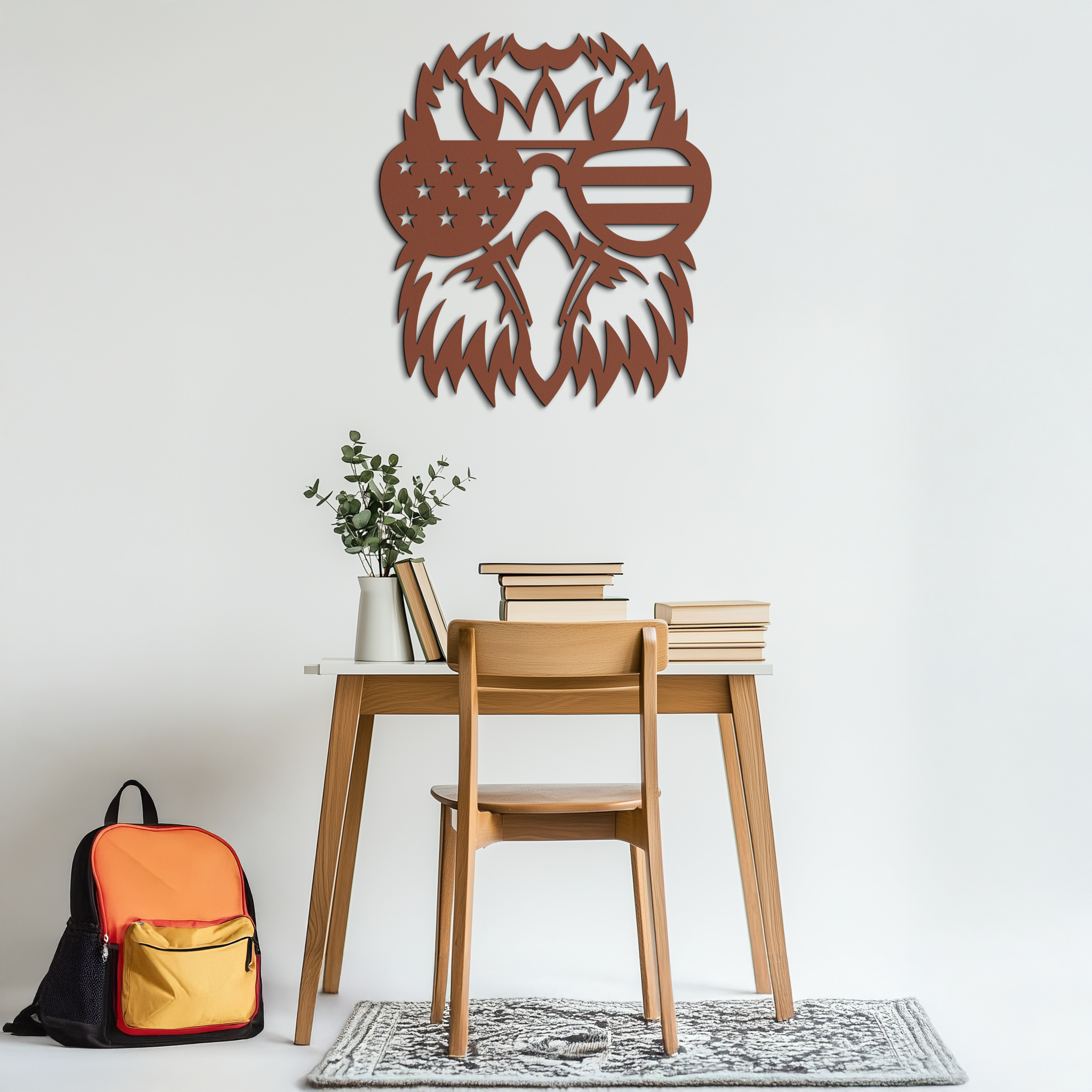 American Flag Eagle Silhouette Metal Wall Art – Patriotic Black Steel Home Decor- KAF496