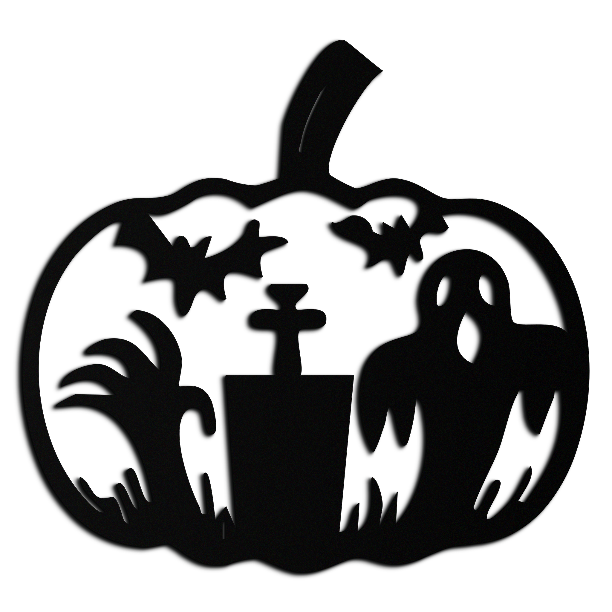 Halloween Ghost Pumpkin Metal Wall Art – Black Steel Spooky Holiday Decoration- KAF503