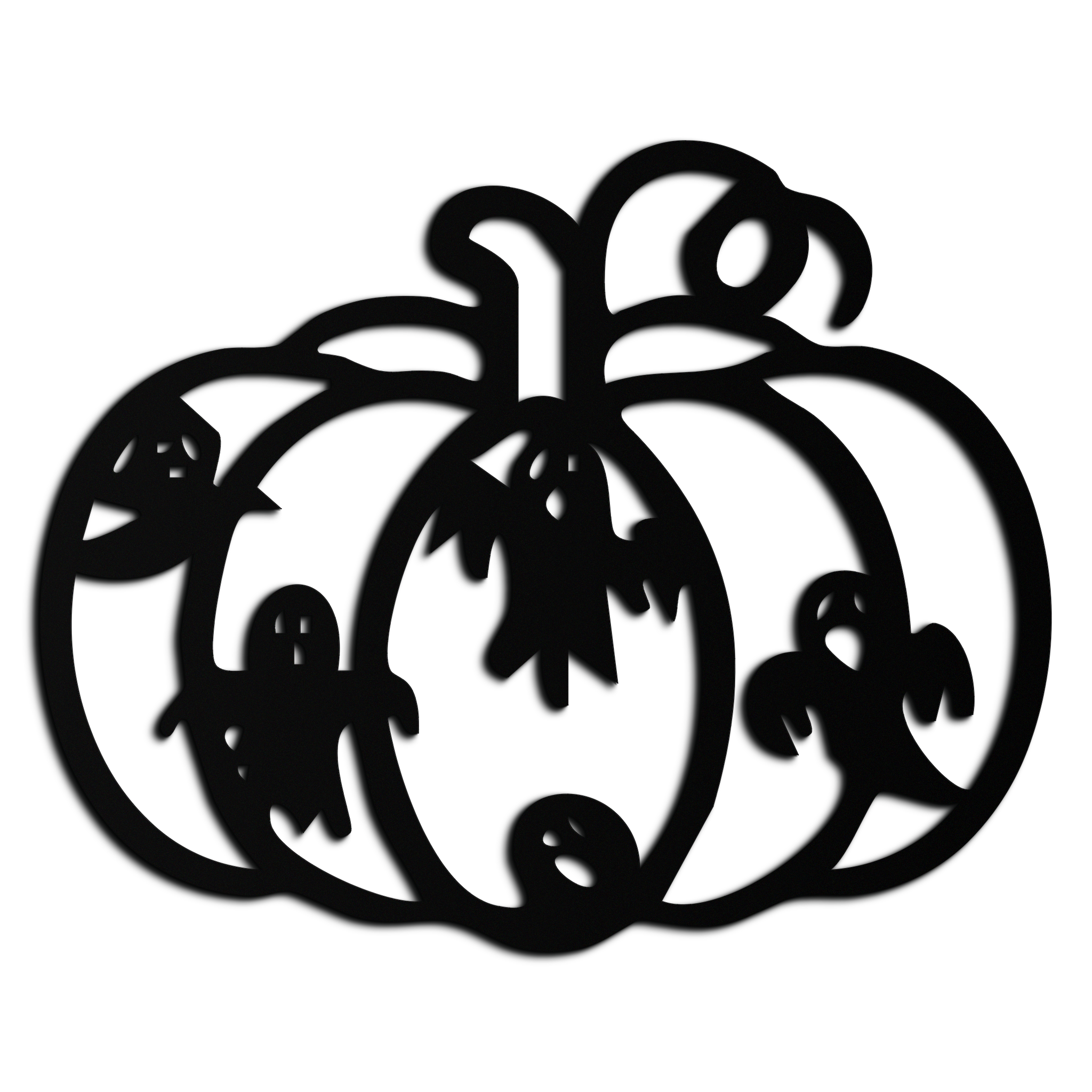 Halloween Pumpkin and Ghosts Metal Wall Art – Spooky Black Steel Decoration- KAF505