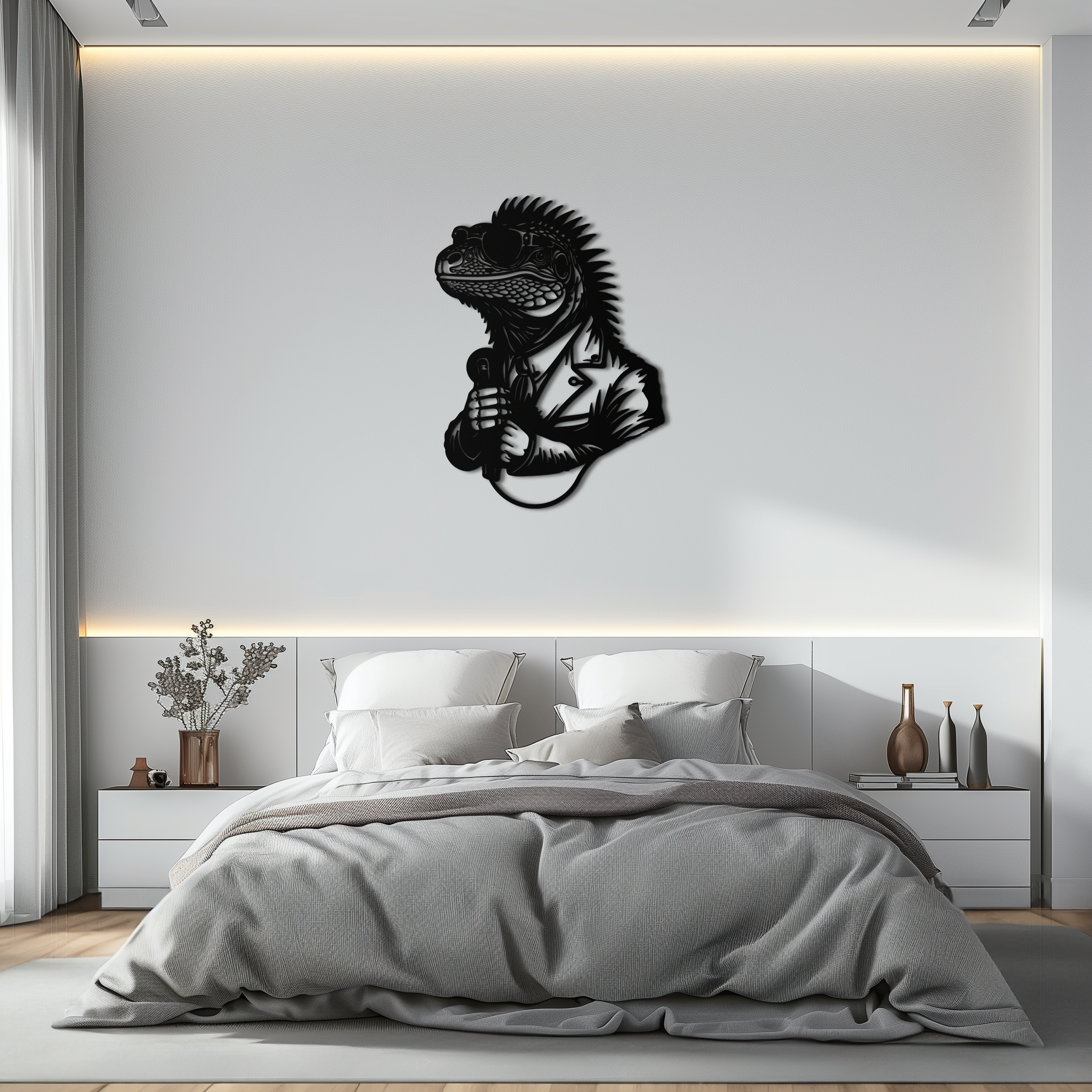 Cool Lizard Metal Wall Art – Unique Reptile Selfie Decor for Home and Office- KAF512