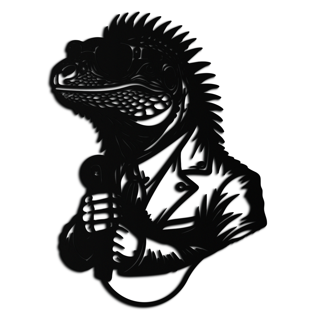 Cool Lizard Metal Wall Art – Unique Reptile Selfie Decor for Home and Office- KAF512