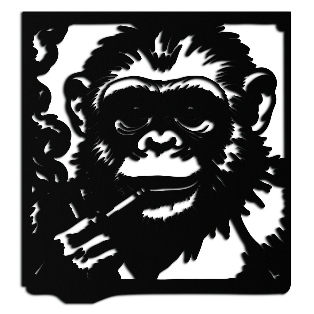 Smoking Chimpanzee Metal Wall Art – Cool Monkey Black Metal Wall Decor for Home- KAF513