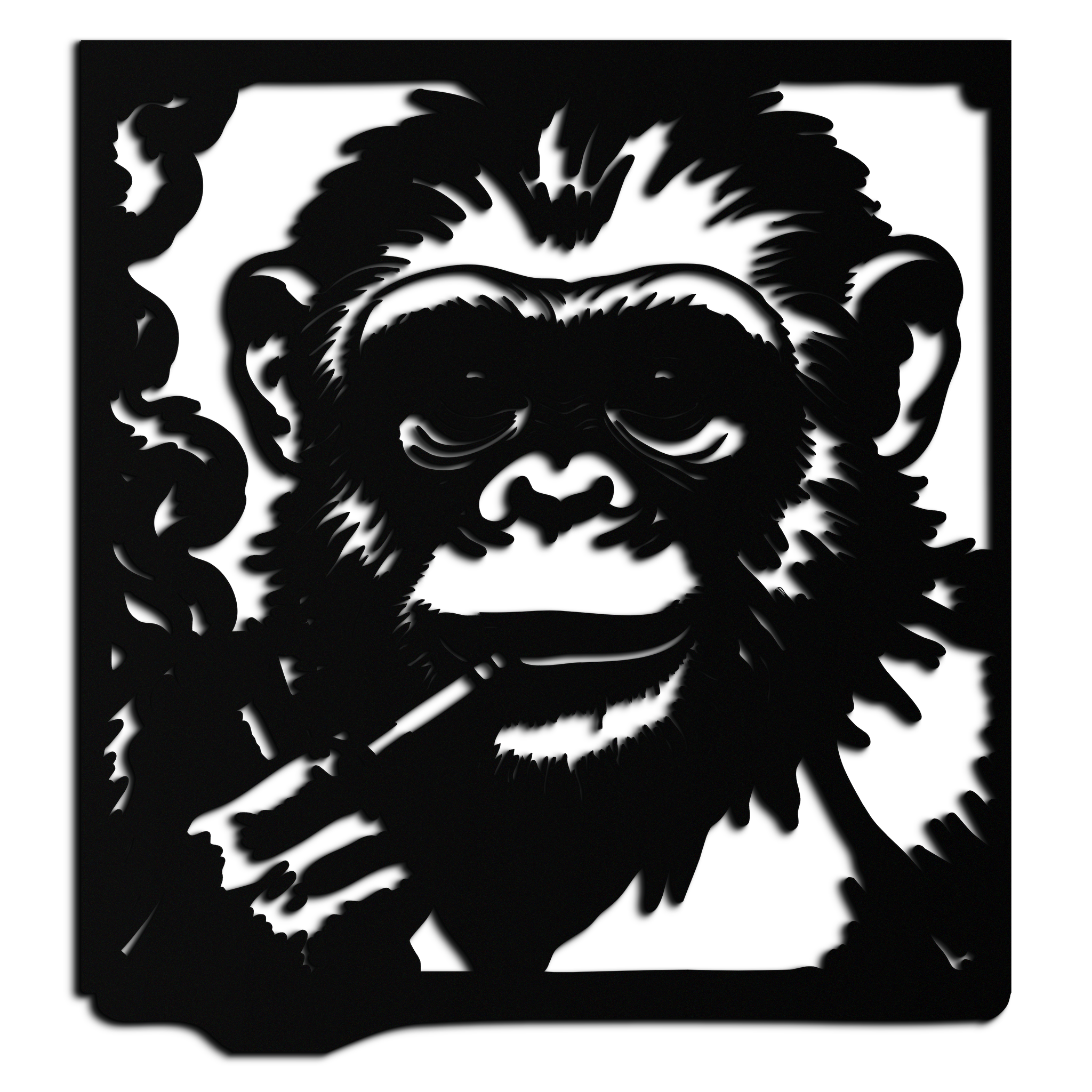 Smoking Chimpanzee Metal Wall Art – Cool Monkey Black Metal Wall Decor for Home- KAF513