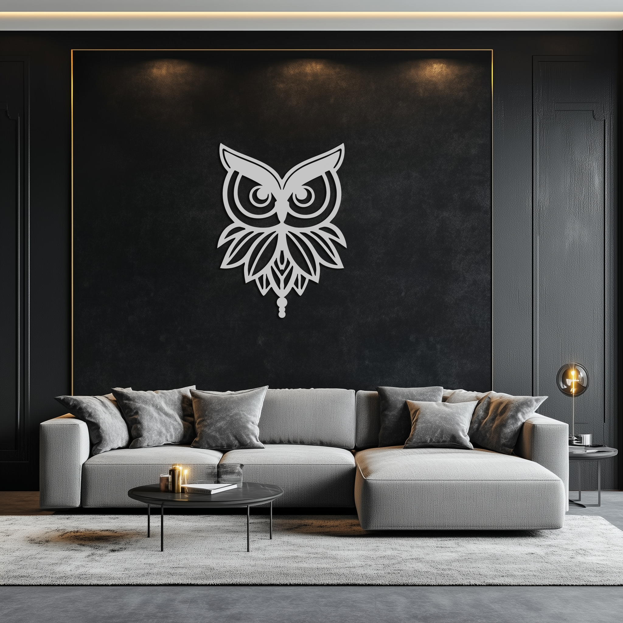 Owl Silhouette Metal Wall Art – Black Steel Bird Wall Decor for Modern Homes- KAF517