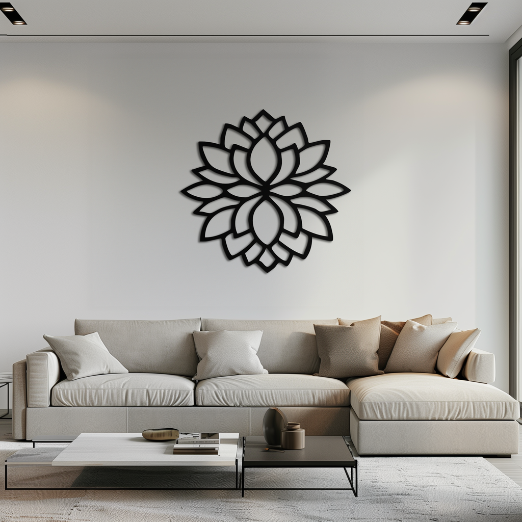 Lotus Flower Silhouette Metal Wall Art – Elegant Black Zen Decor for Home or Office- KAF525