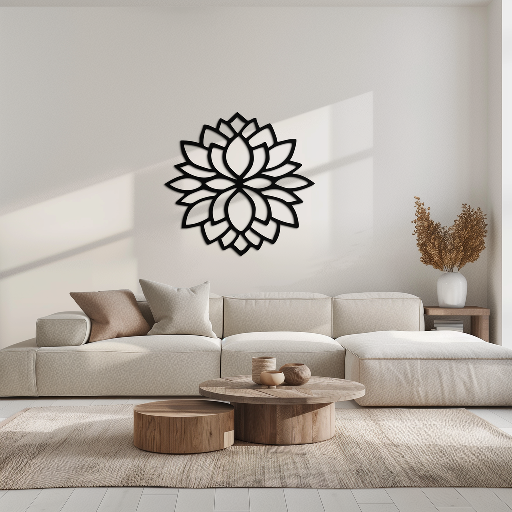 Lotus Flower Silhouette Metal Wall Art – Elegant Black Zen Decor for Home or Office- KAF525