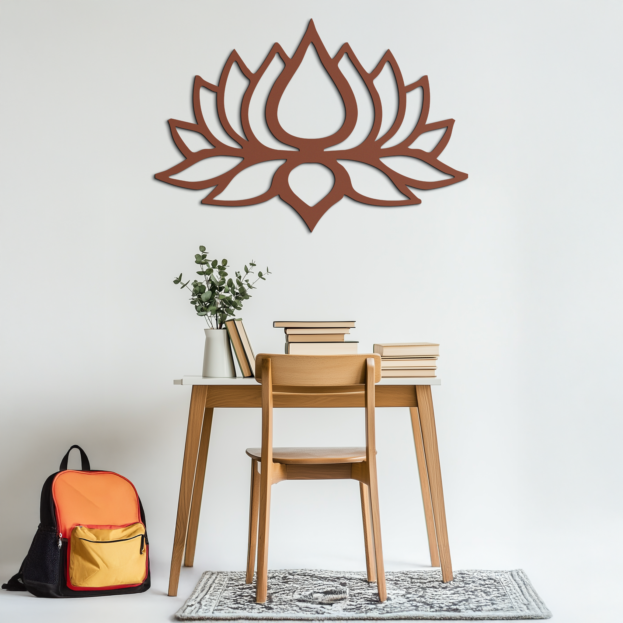 Lotus Flower Silhouette Metal Wall Art – Modern Black Floral Home Decor- KAF526
