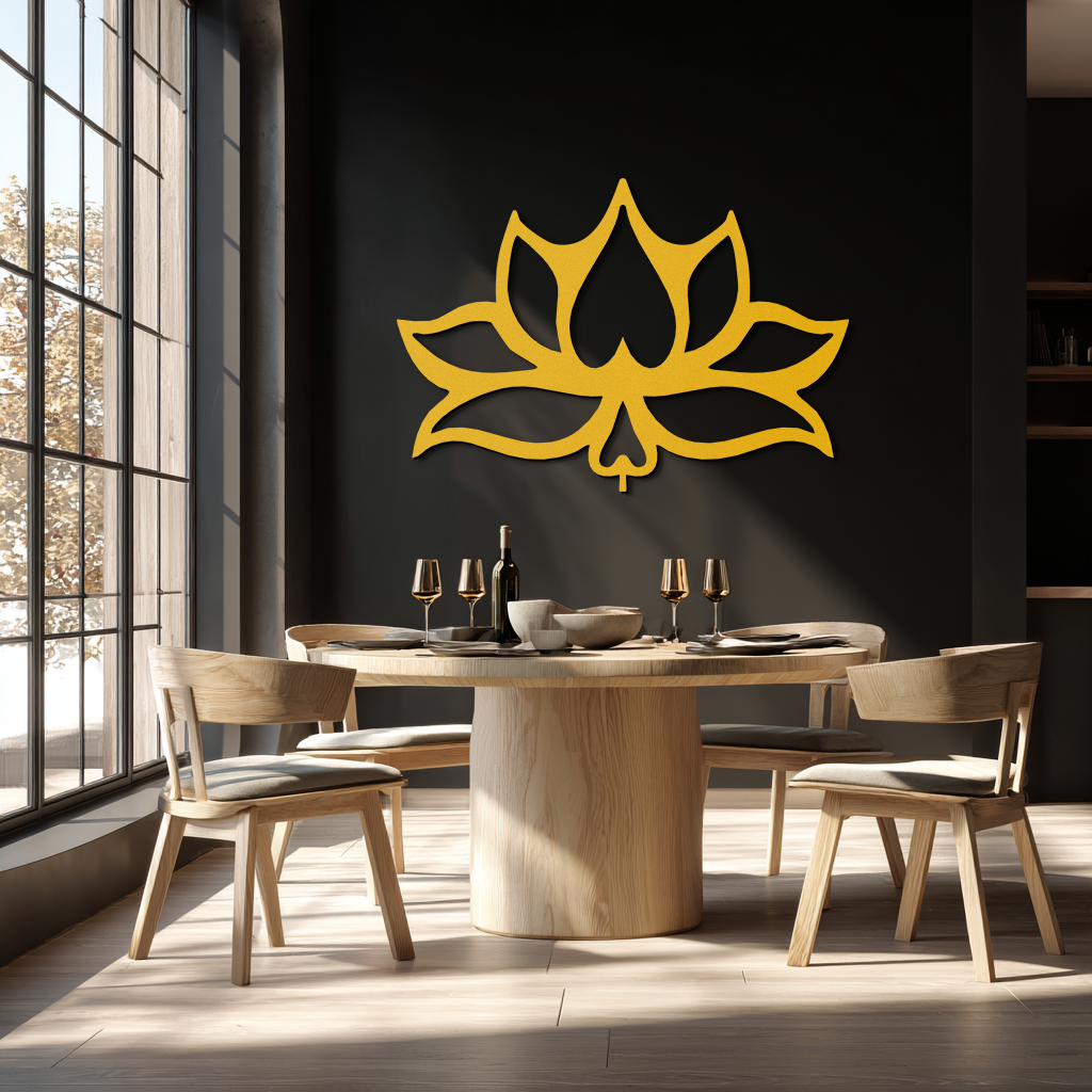 Lotus Flower Metal Wall Art – Modern Black Floral Wall Decor- KAF527