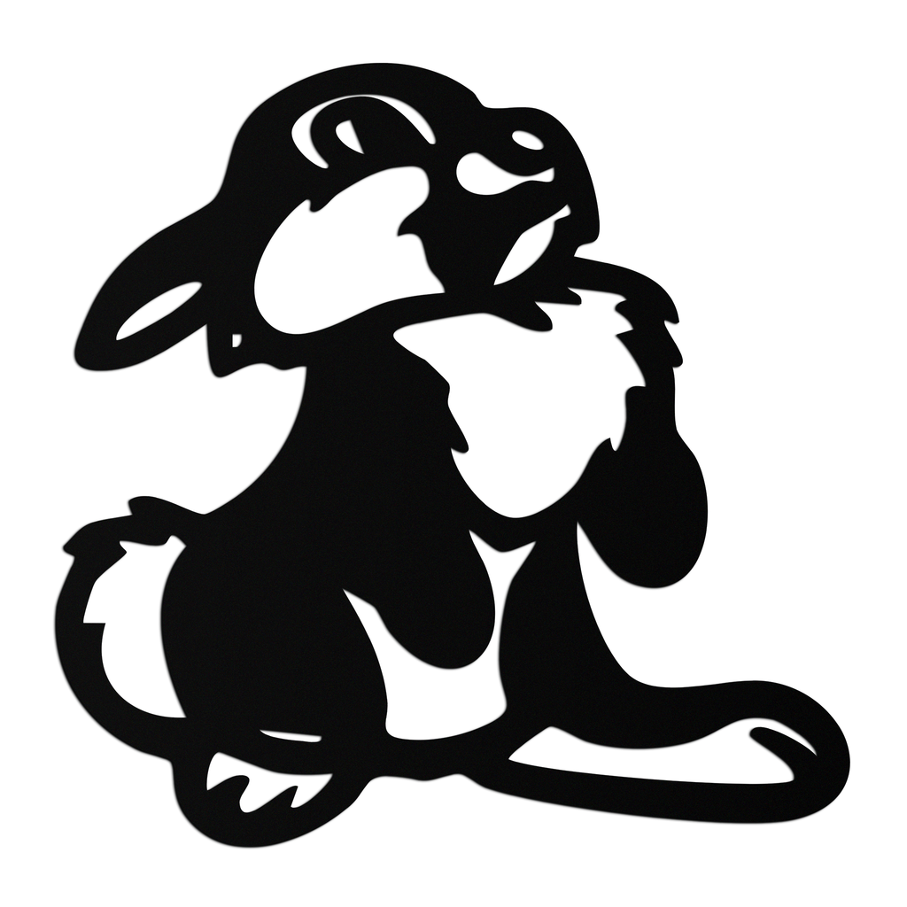 Cute Cartoon Bunny Metal Wall Art – Adorable Black Nursery Decor for Kids Room- KAF550