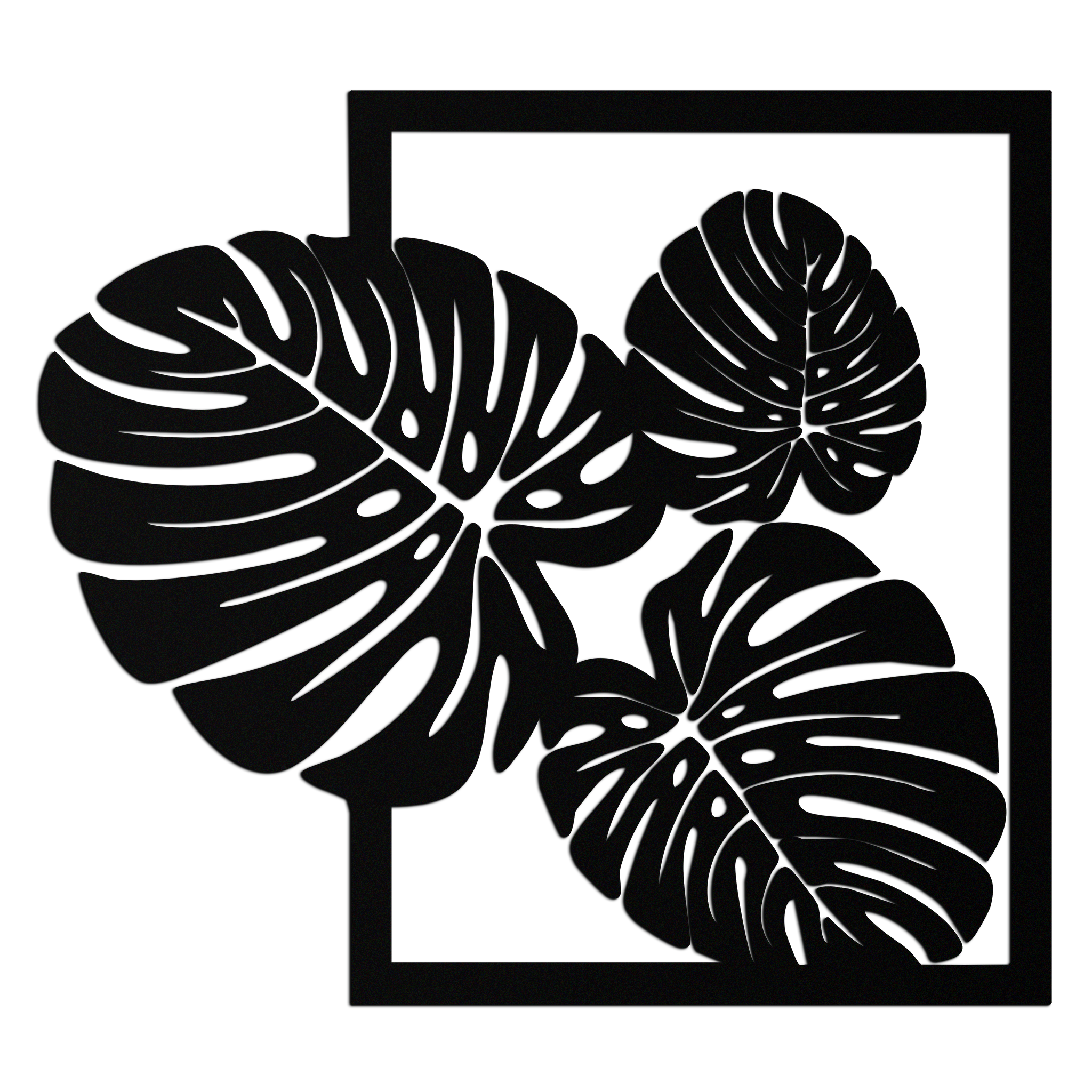 Monstera Leaf Metal Wall Art – Modern Tropical Black Wall Decor for Living Room- KAF552