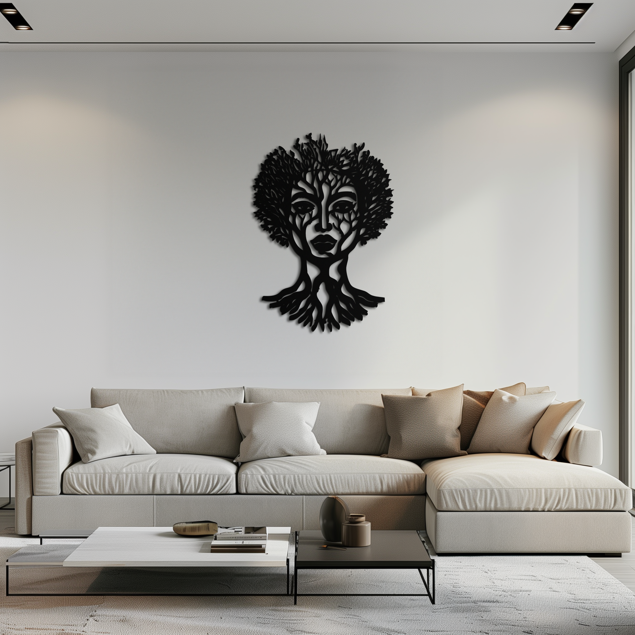 Monstera Leaf Trio Metal Wall Art – Modern Botanical Black Wall Decor- KAF554