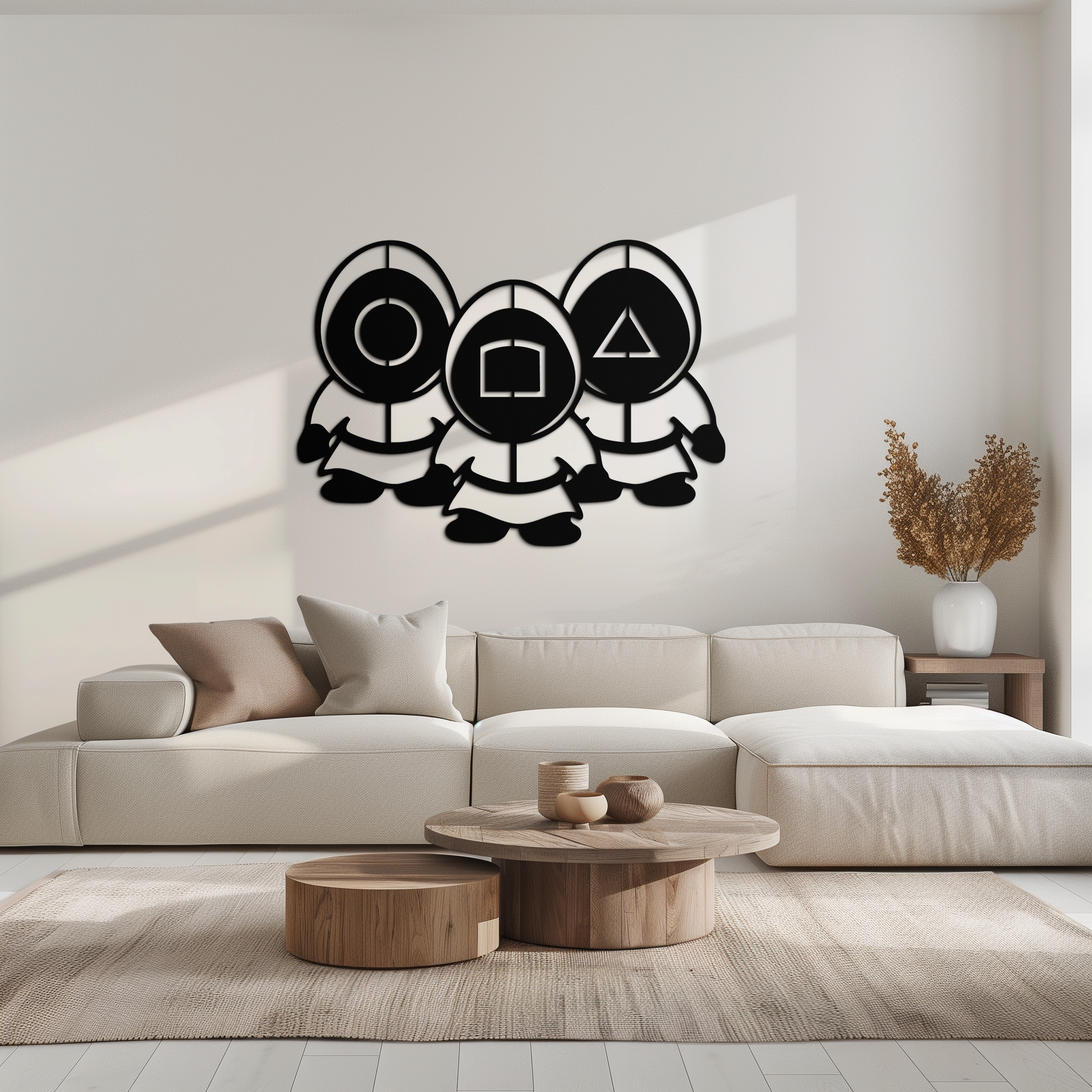 Squid Game Guards Metal Wall Art – Minimalist Black Home Decor- KAF561