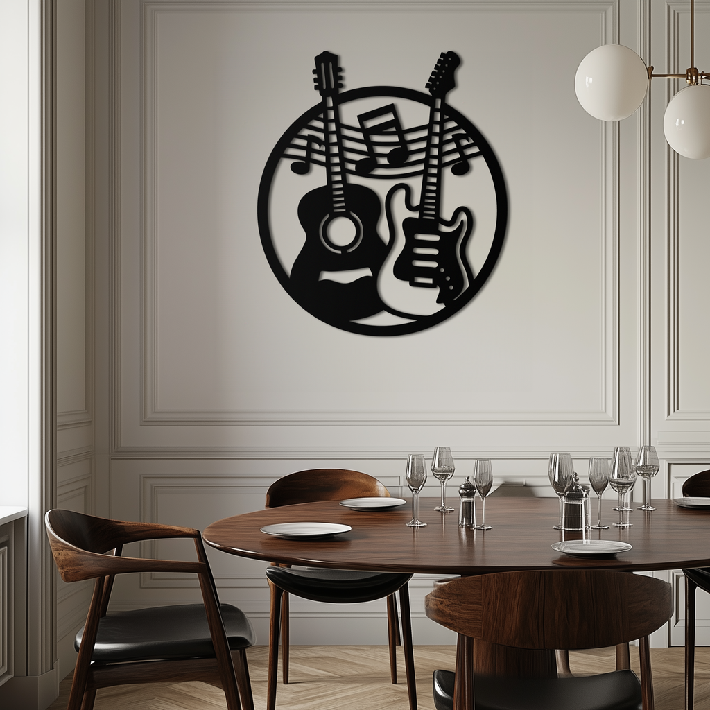 Musical Guitar Notes Metal Wall Art – Modern Musician Decor- KAF571