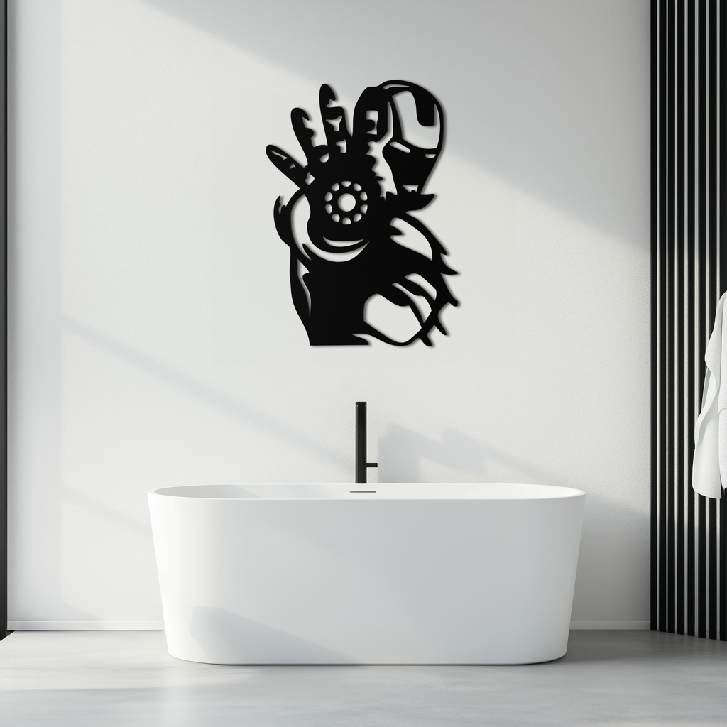 Iron Man Hand Gesture Silhouette Metal Wall Art – Superhero Home Decor- KAF573
