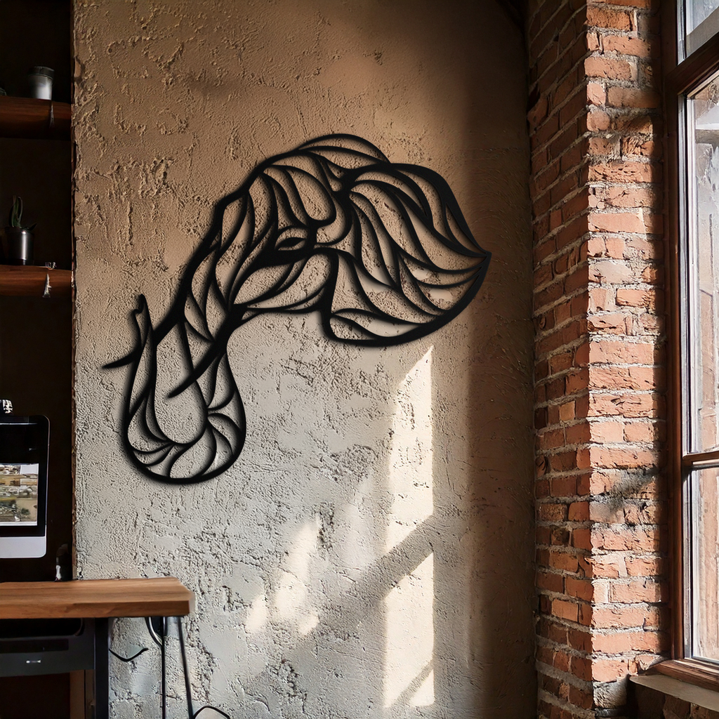 Geometric Elephant Head Metal Wall Art – Modern Animal Home Decor- KAF574
