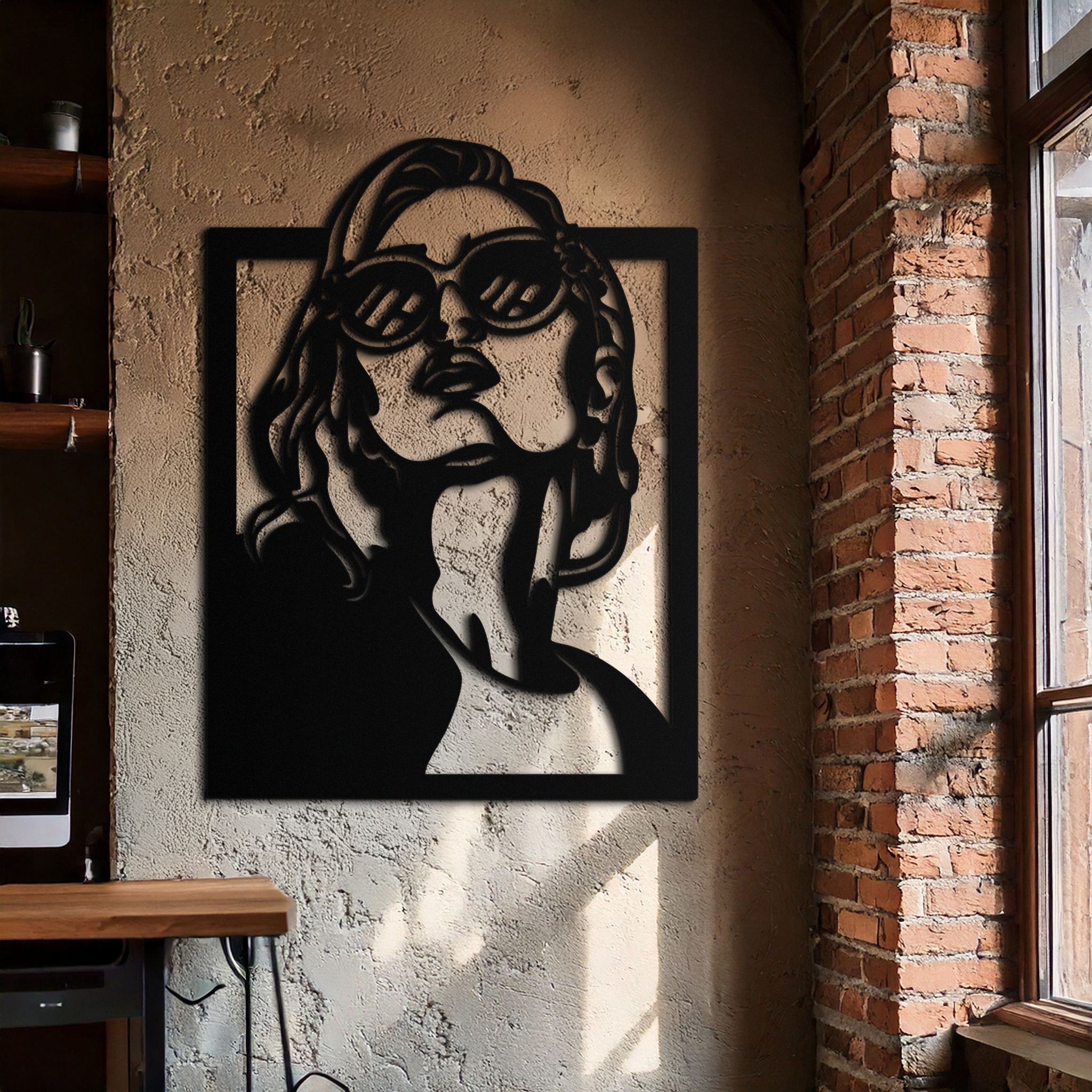 Modern Sunglasses Woman Silhouette Metal Wall Art – Bold Feminine Home Decor- KAF583