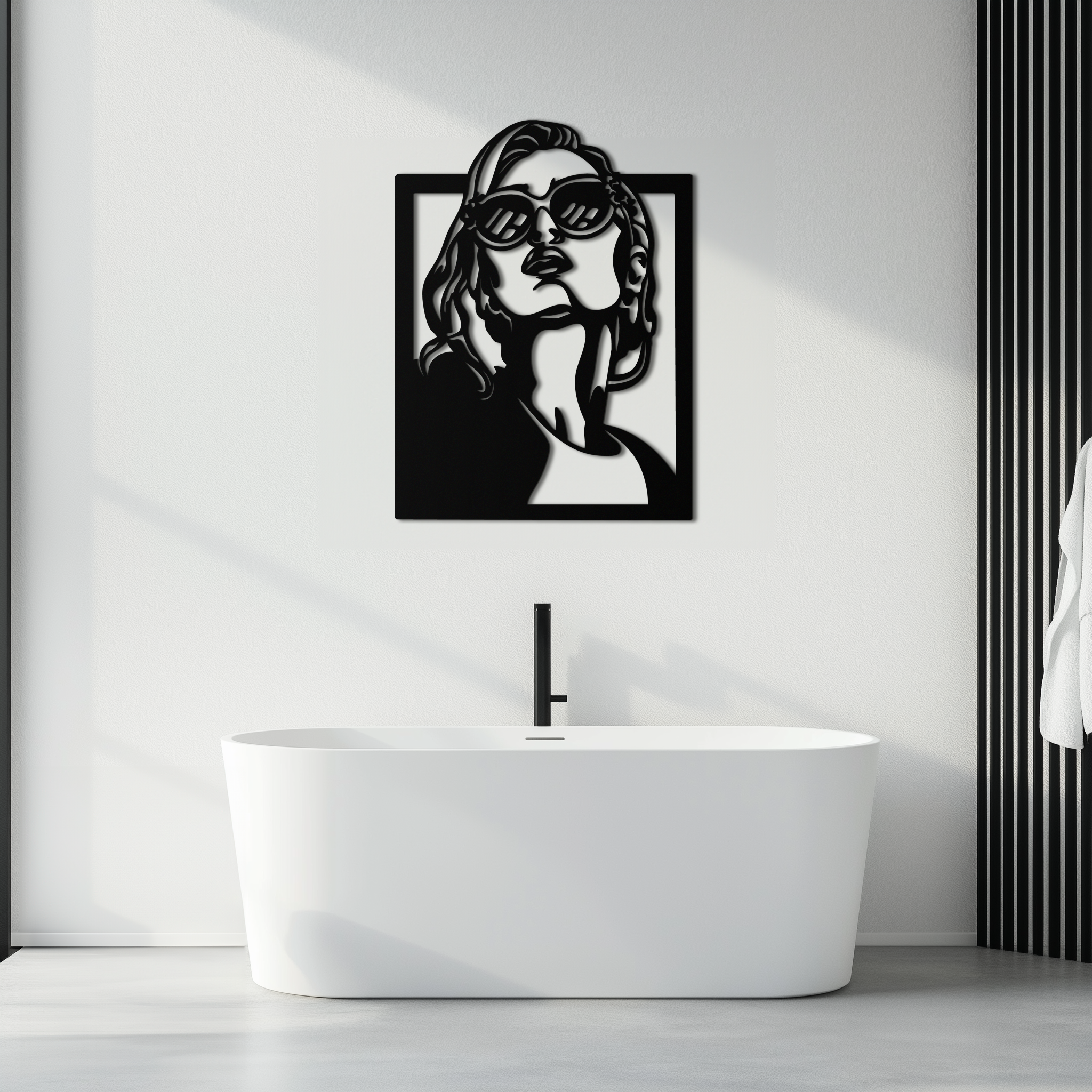 Modern Sunglasses Woman Silhouette Metal Wall Art – Bold Feminine Home Decor- KAF583