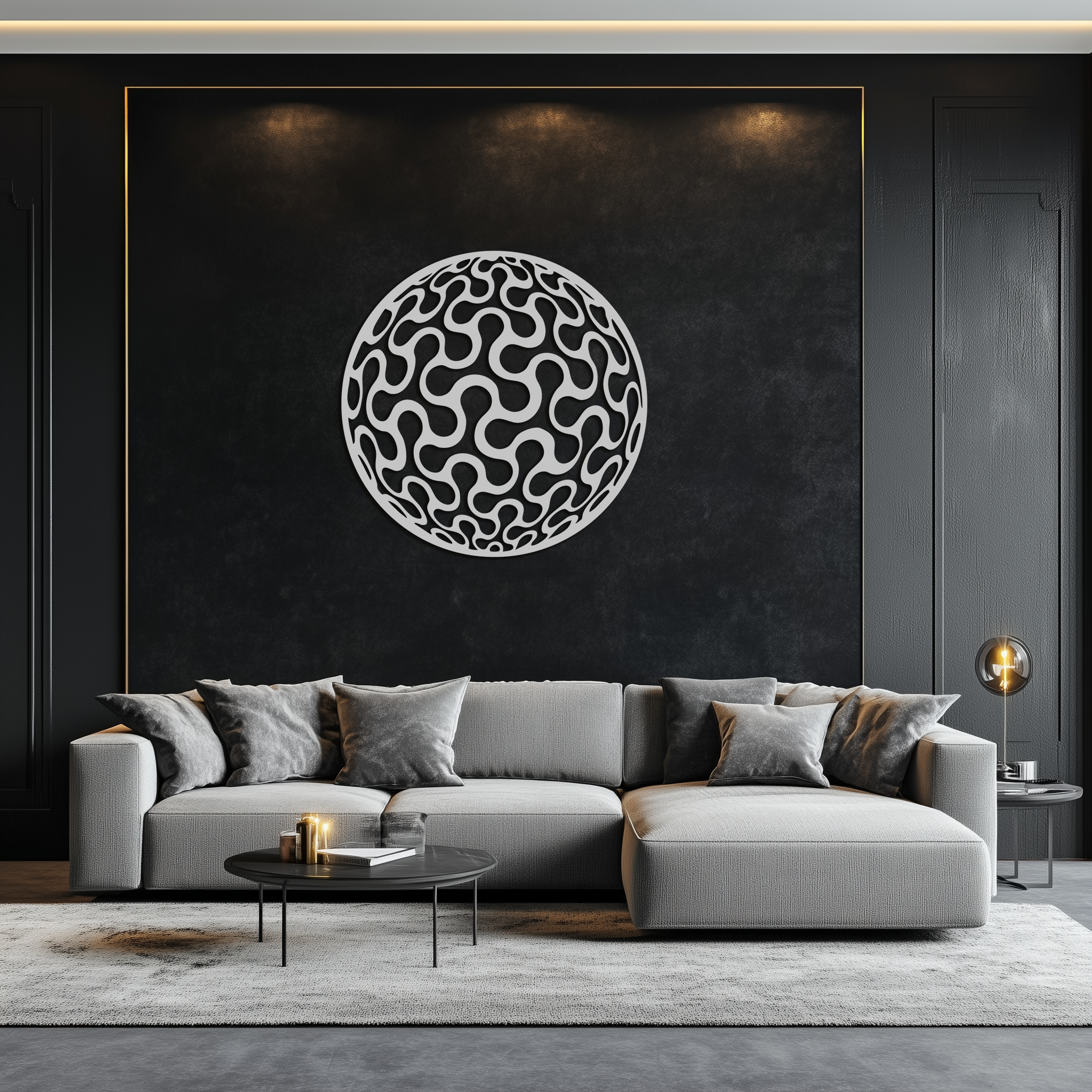 Abstract Sphere Pattern Metal Wall Art – Modern Round Geometric Decor for Home or Office - KAF585