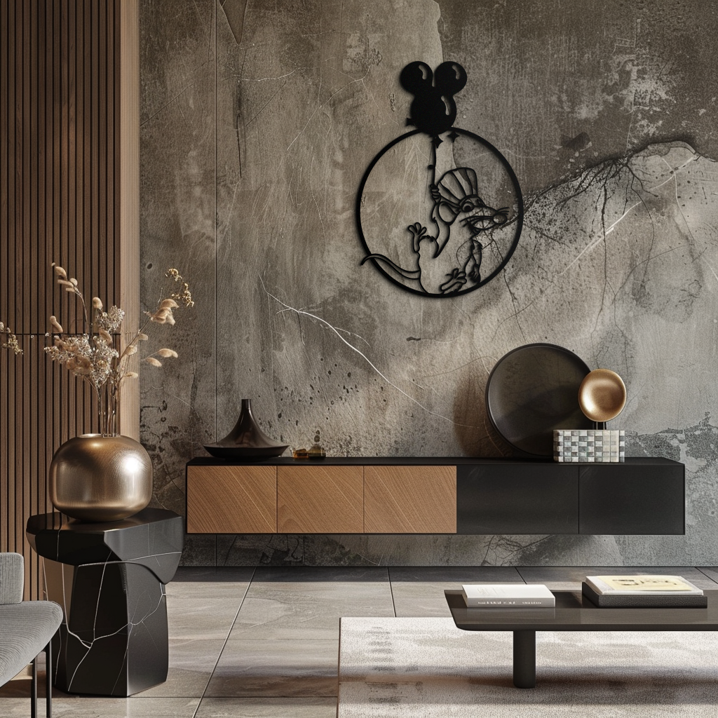 Ratatouille Chef Metal Wall Art – Cartoon Rat Balloon Decor for Kitchen Walls- KAF588